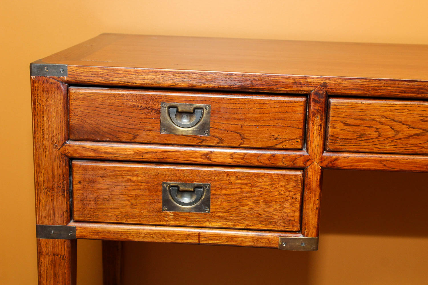Oak Campaign Style Desk
