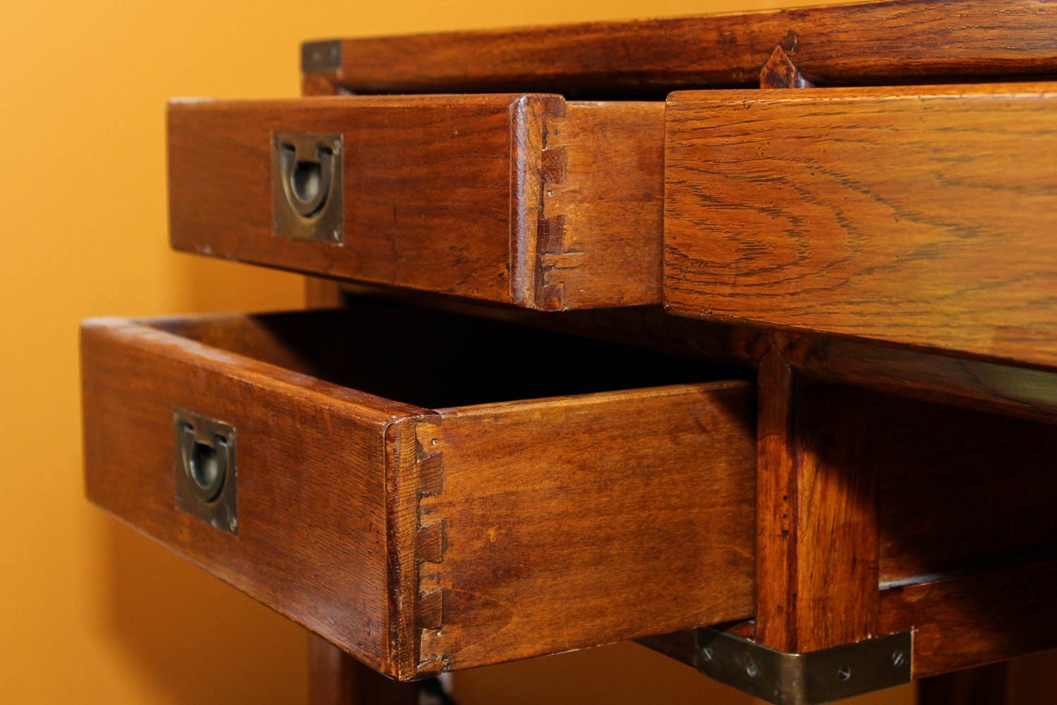 Oak Campaign Style Desk