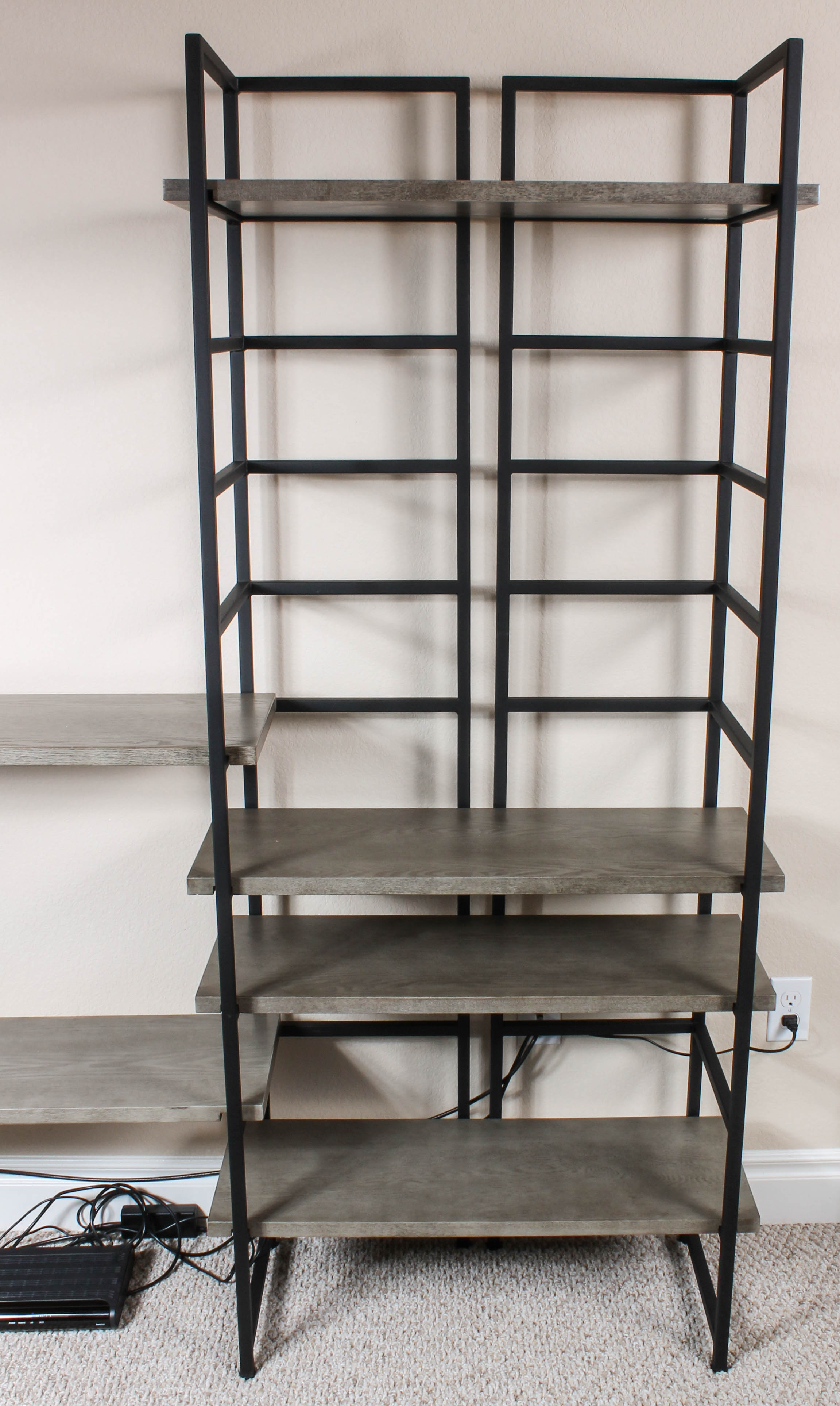 Contemporary Metal and Wood Adjustable Shelving System