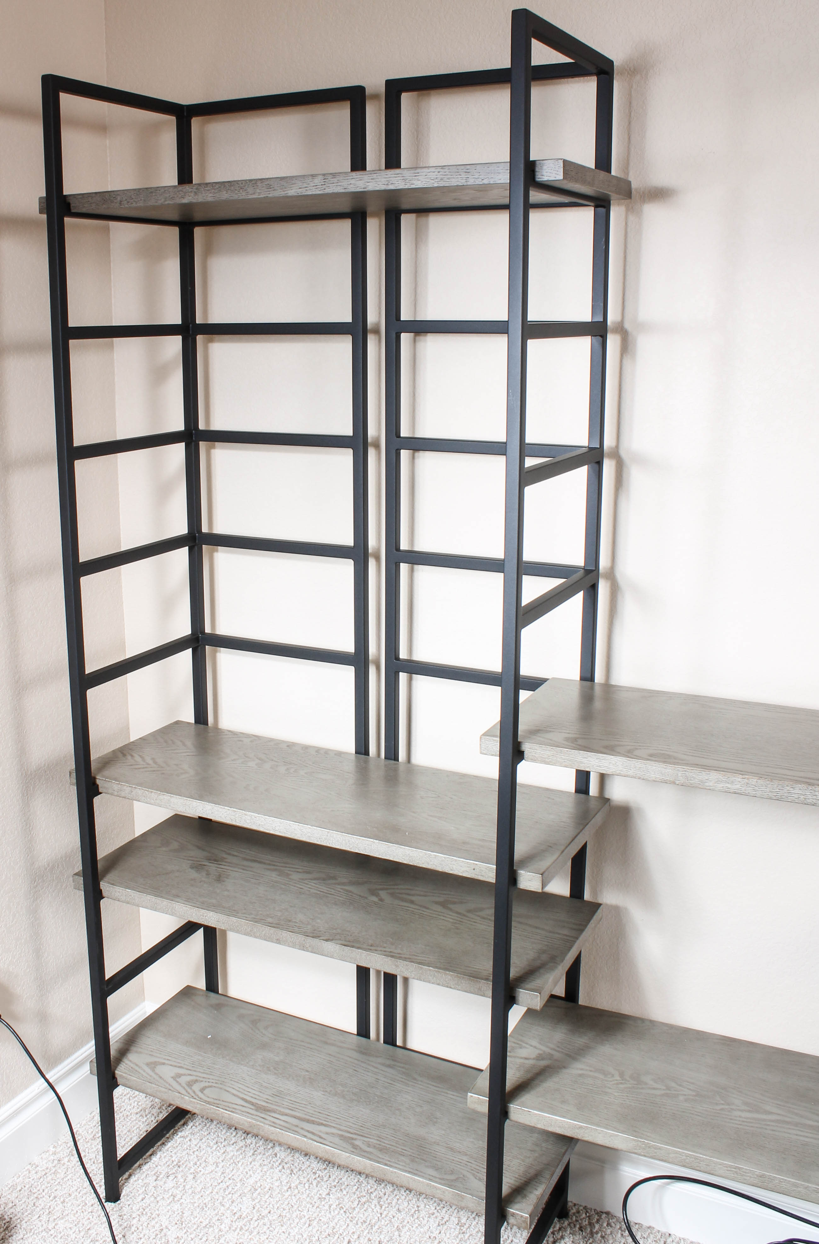 Contemporary Metal and Wood Adjustable Shelving System