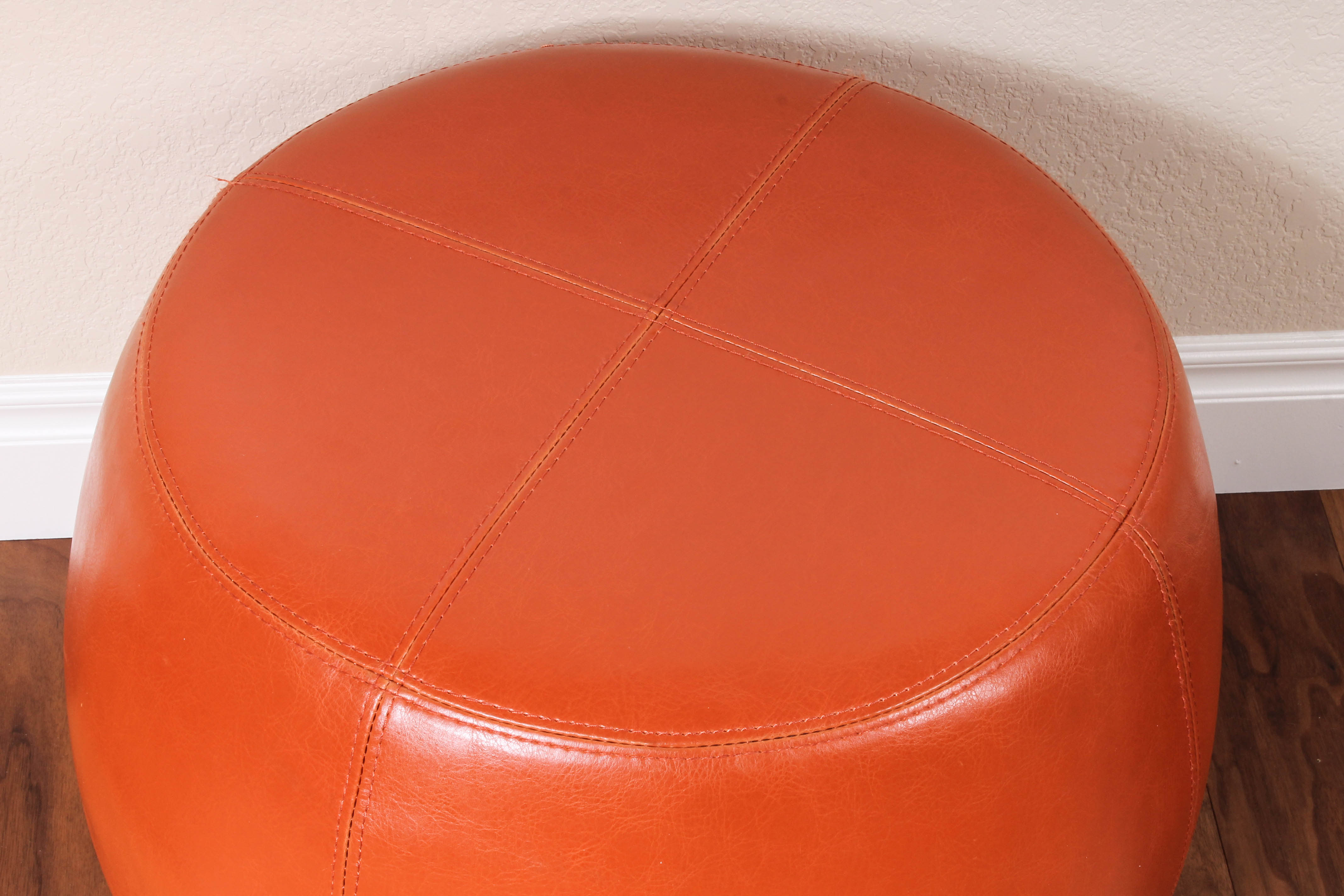 Pier 1 Imports Orange Leather Ottoman