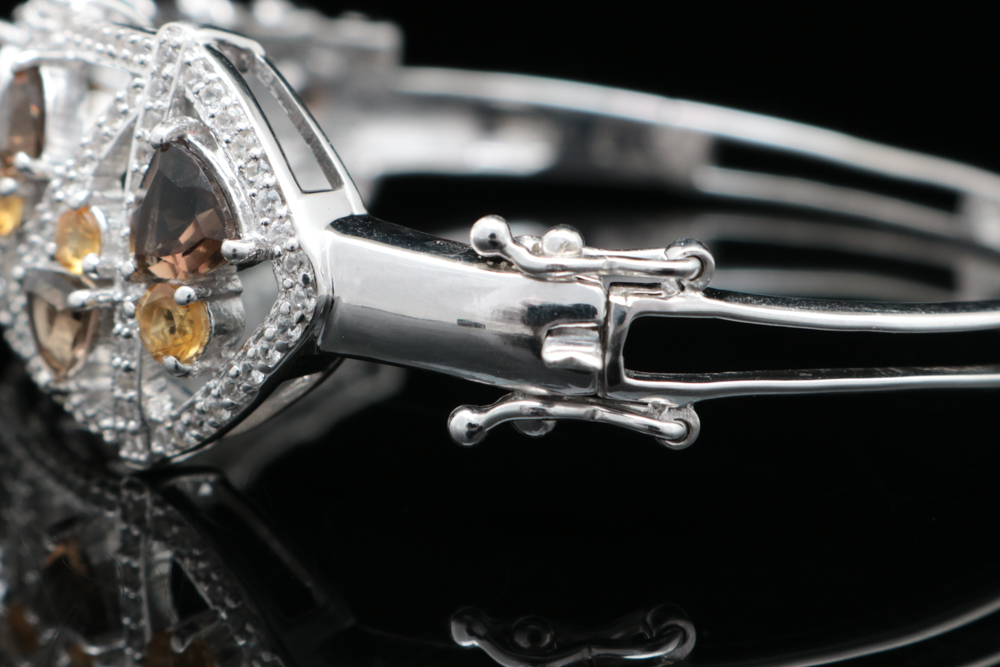 Robert Manse Sterling Silver, Smoky Quartz, Citrine and White Topaz Bracelet