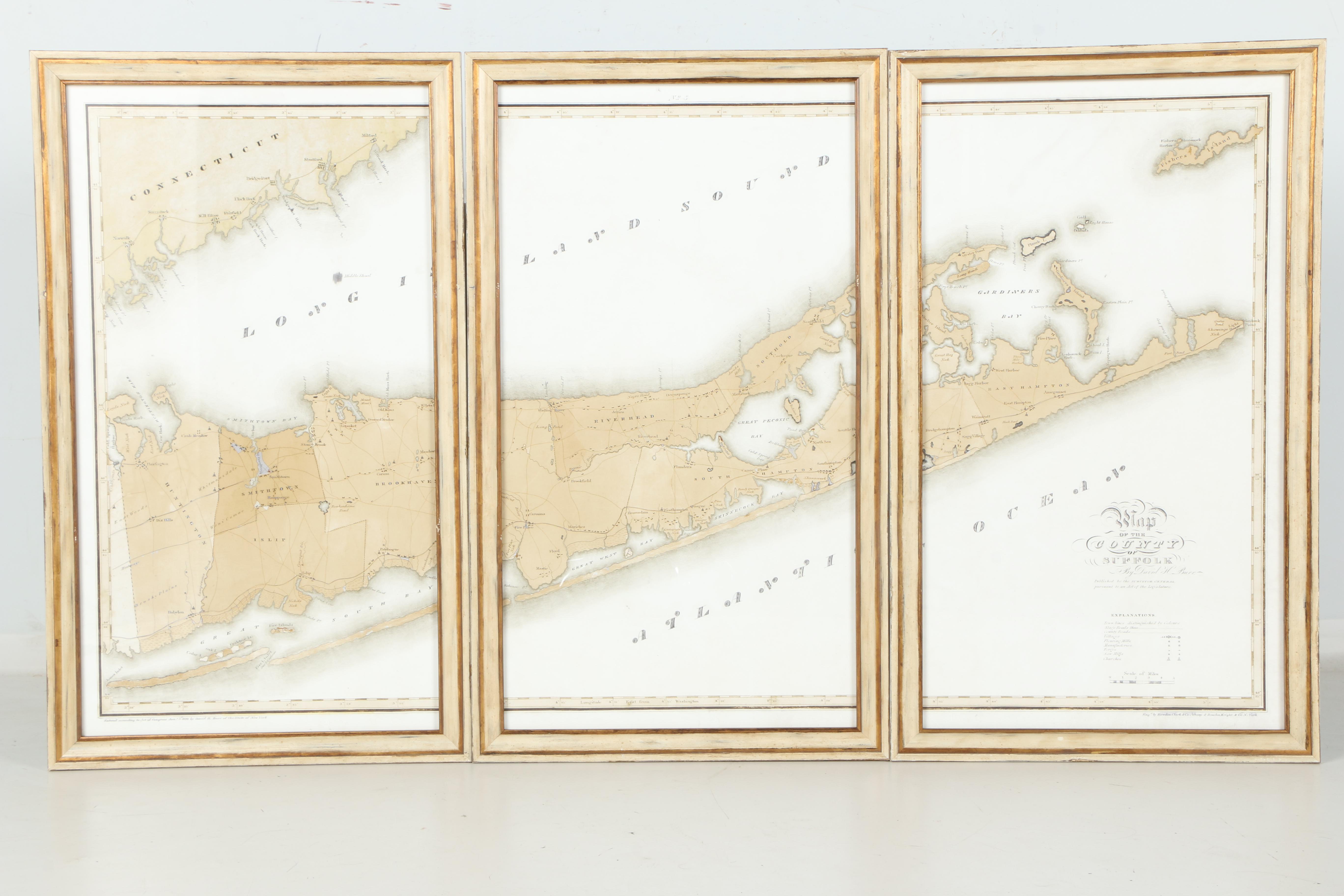 Long Island Triptych Giclee Map