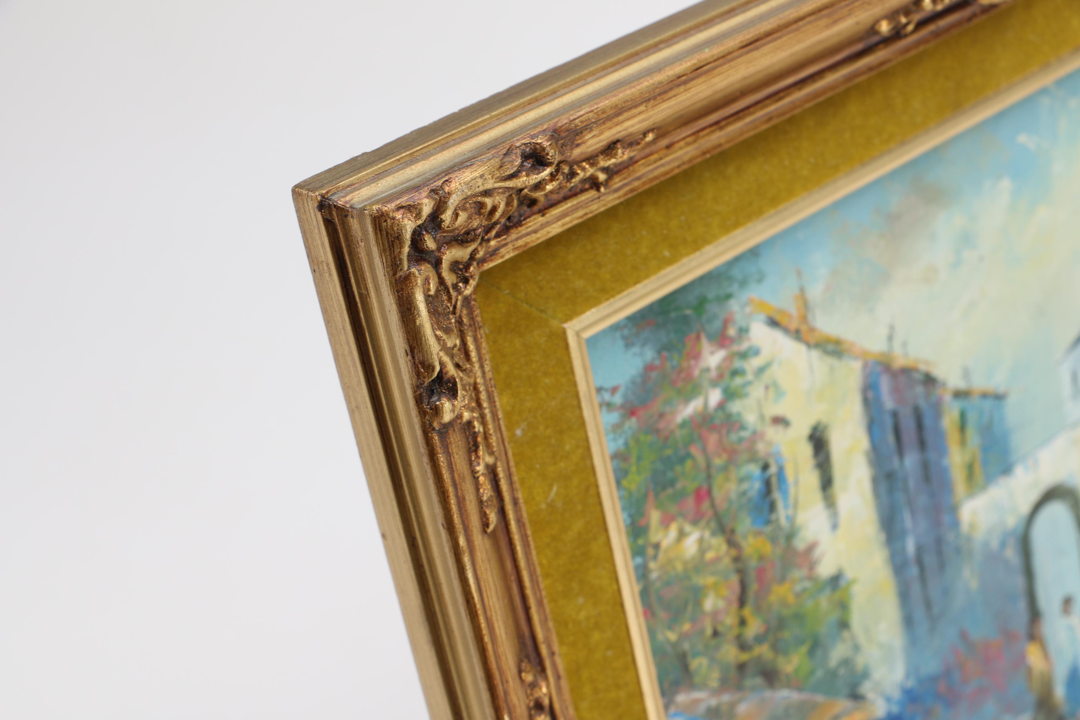 L. Stanis Acrylic on Wood Panel Painting of Townscape