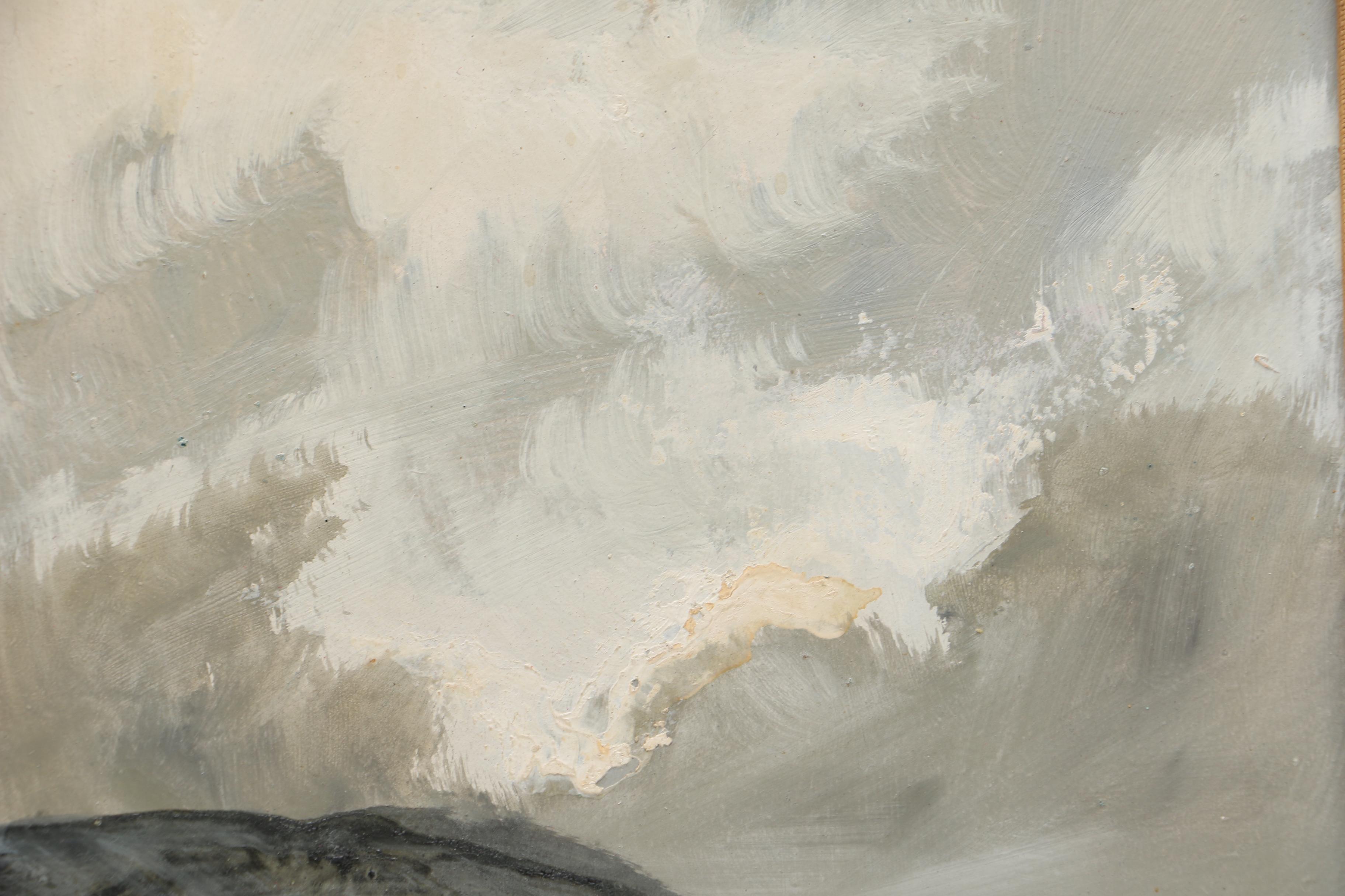 Pichler Oil Painting on Canvas of Waves Under a Grey Sky