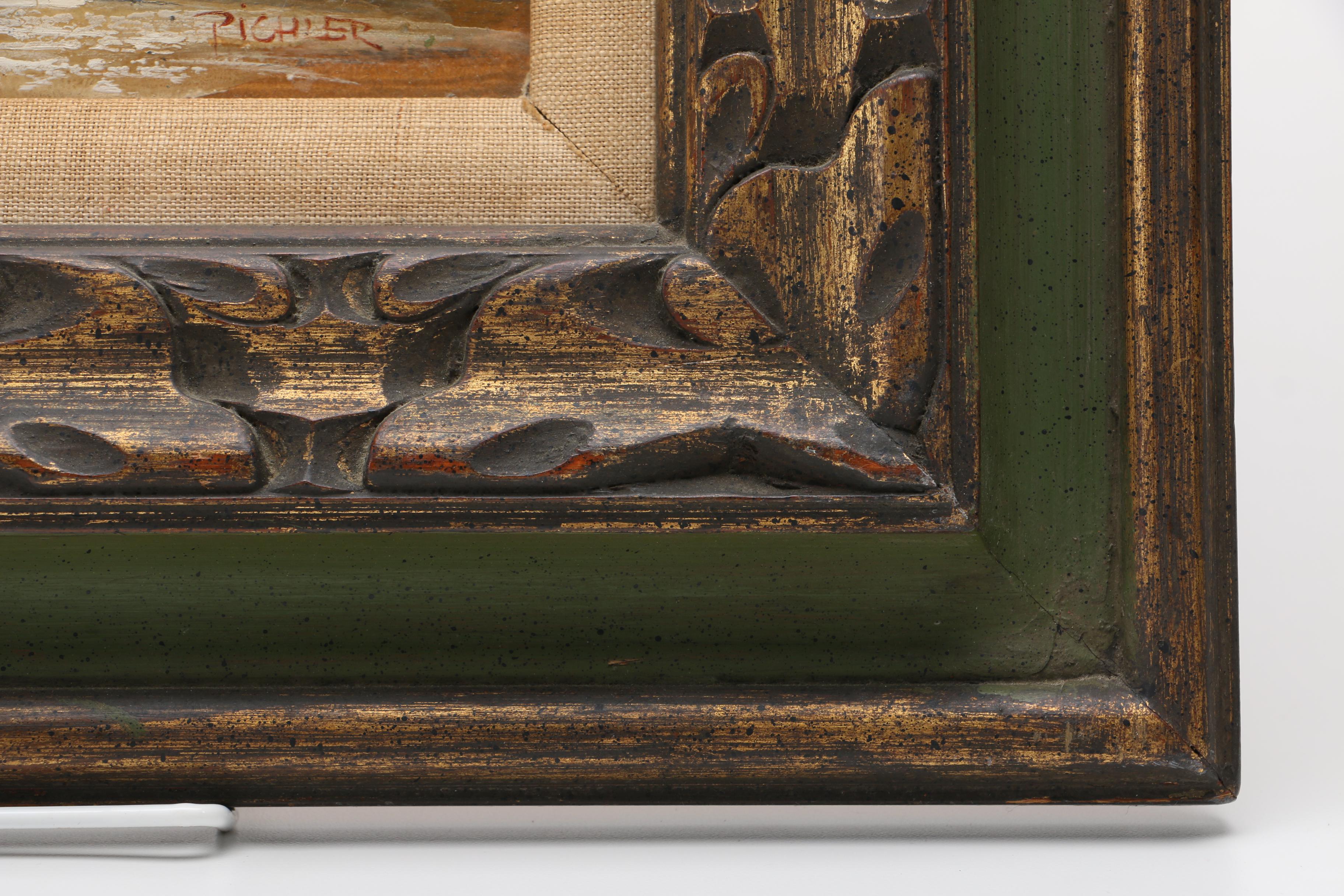 Pichler Oil Painting on Canvas of Waves Under a Grey Sky