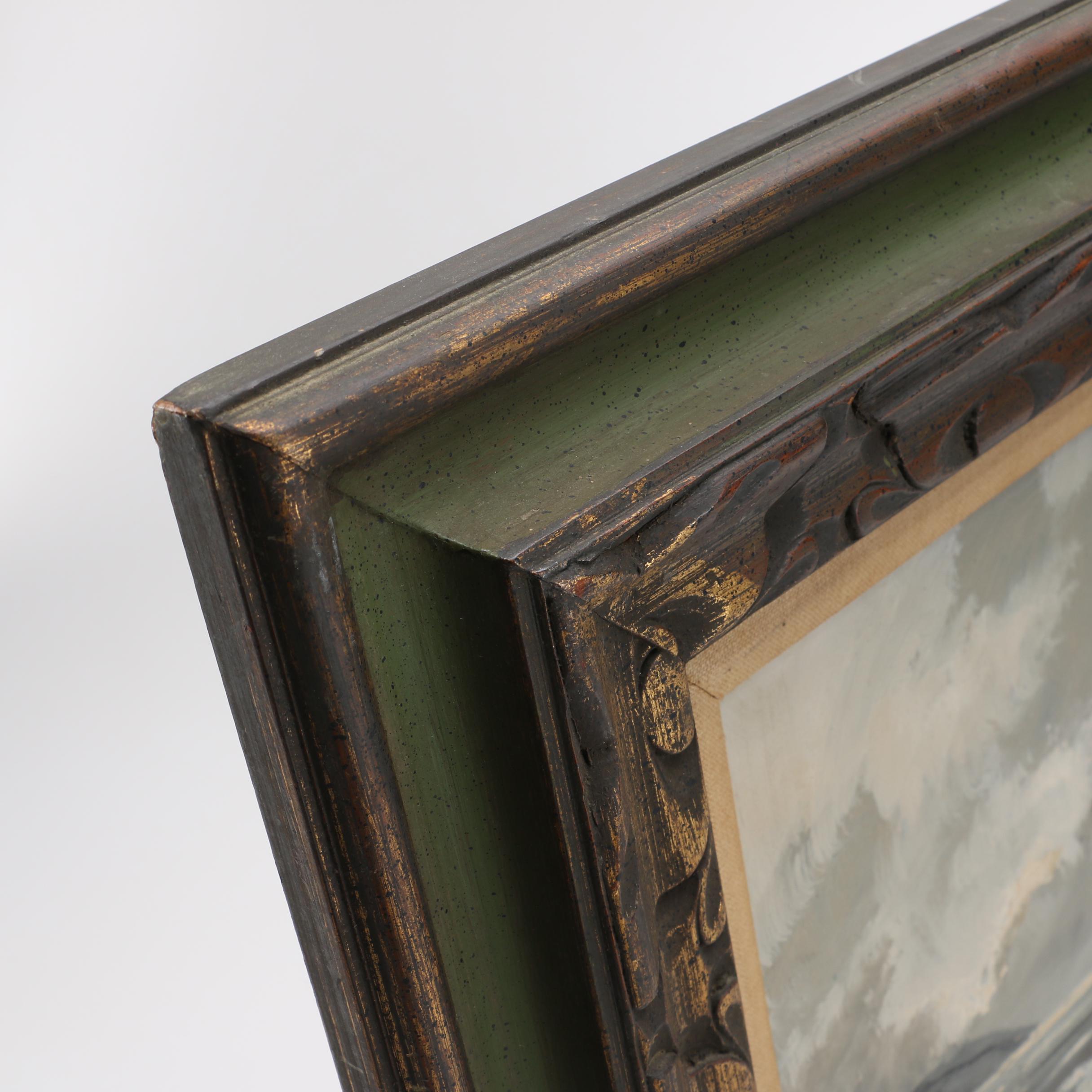 Pichler Oil Painting on Canvas of Waves Under a Grey Sky