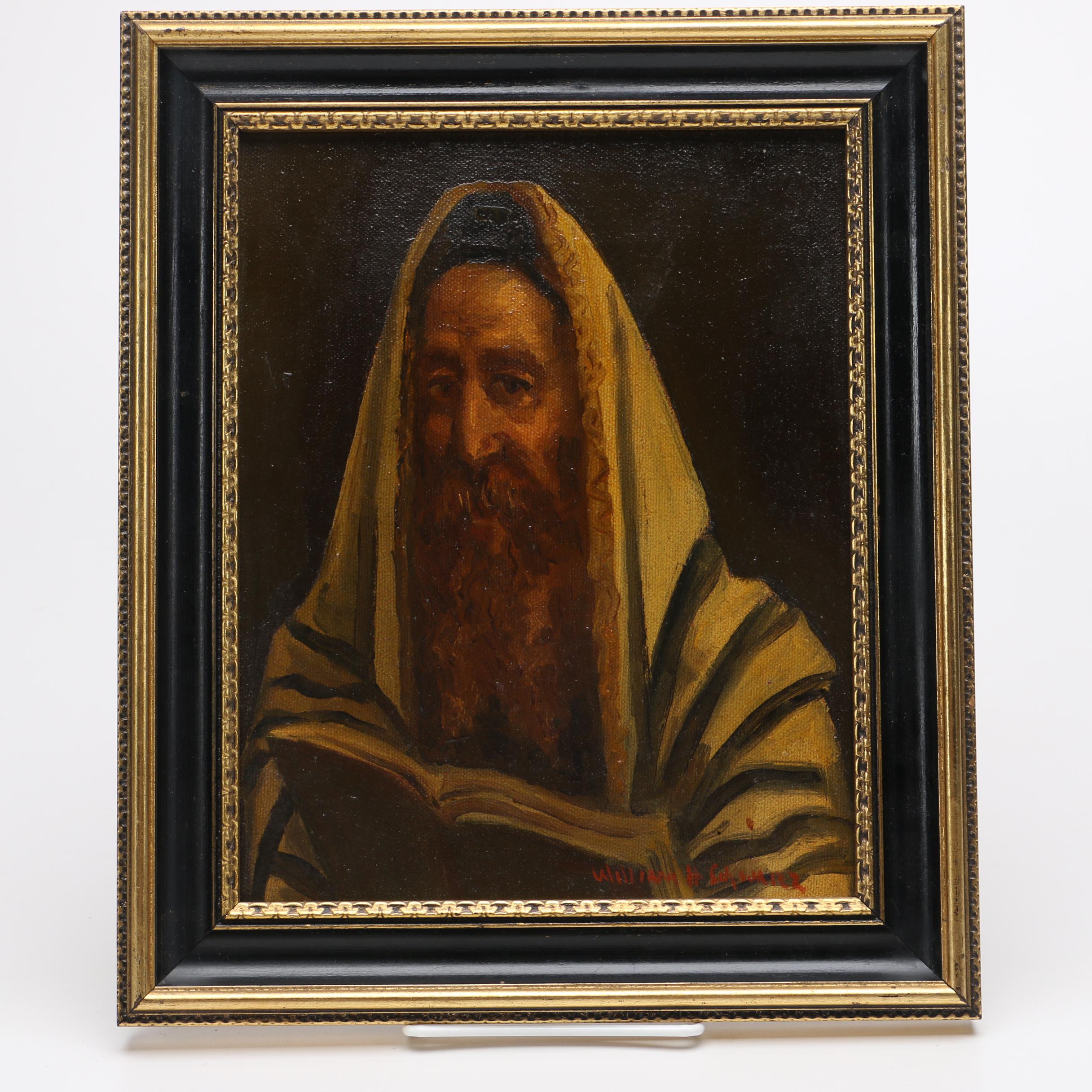 William H. Schwarz Oil Painting On Canvas Portrait of a Jewish Man