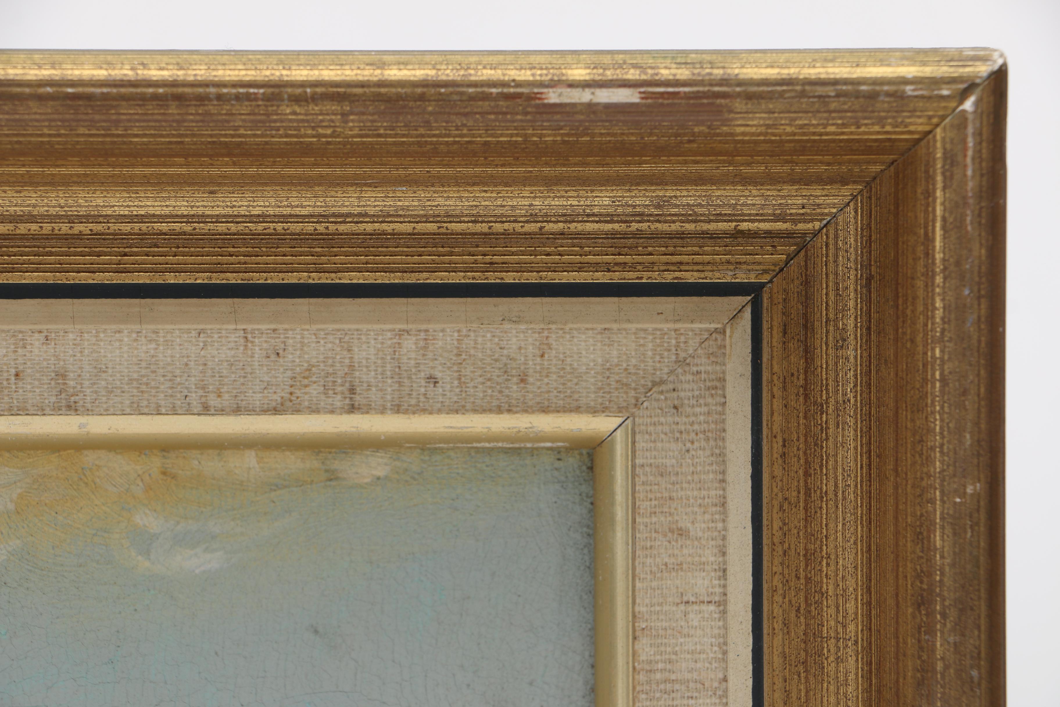 Vintage Oil on Canvas Painting of Waves Crashing on Rocks