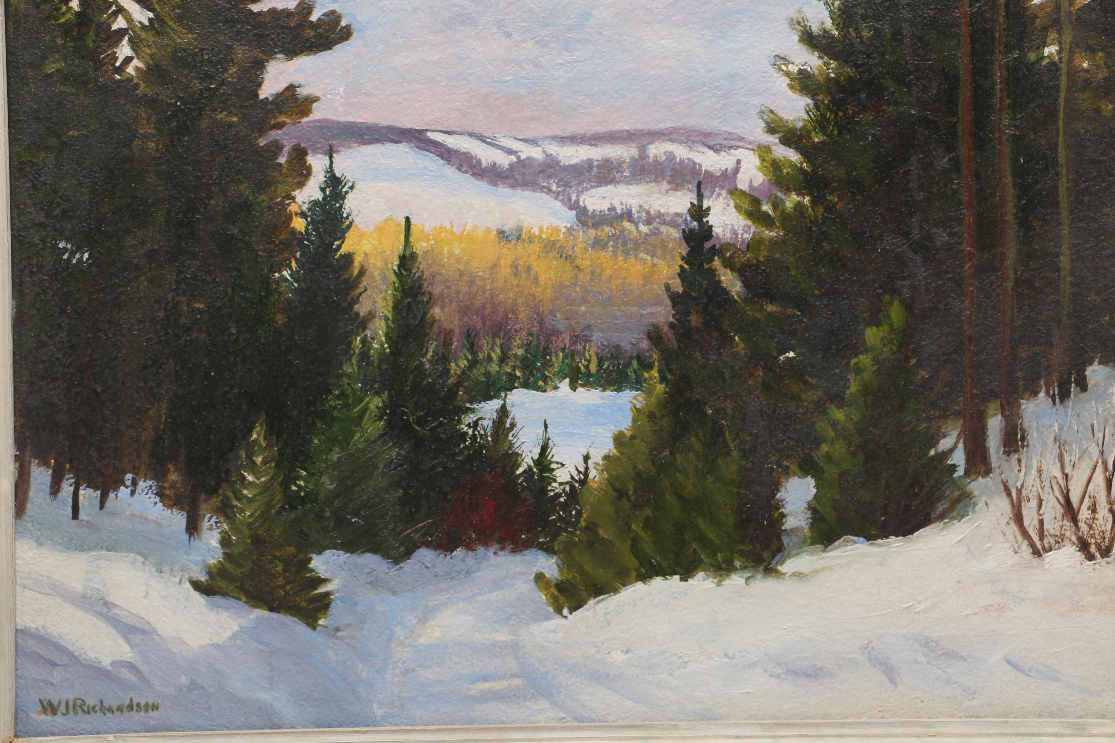 W. J. Richardson Oil Painting on Board of Winter Landscape