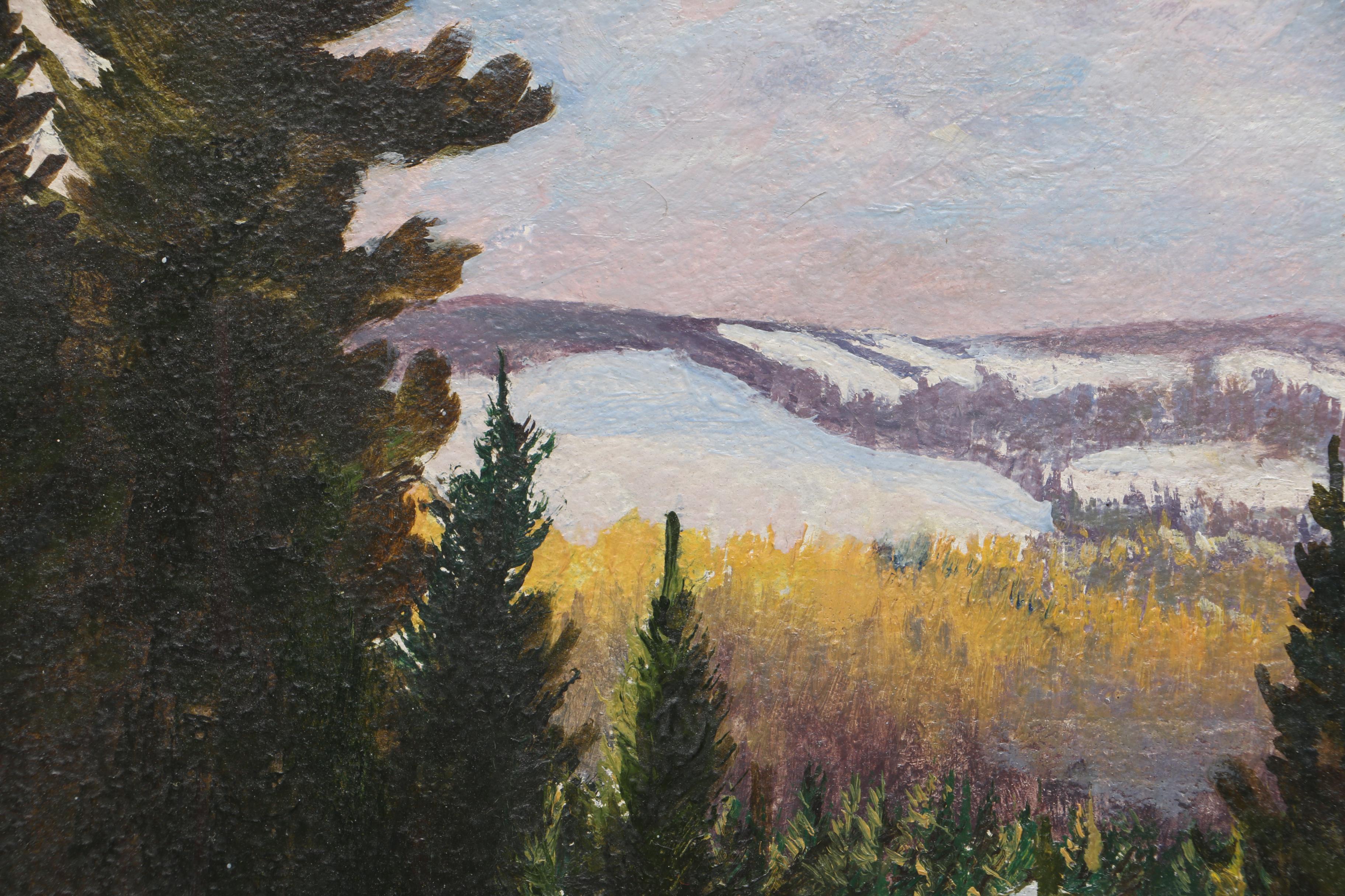 W. J. Richardson Oil Painting on Board of Winter Landscape