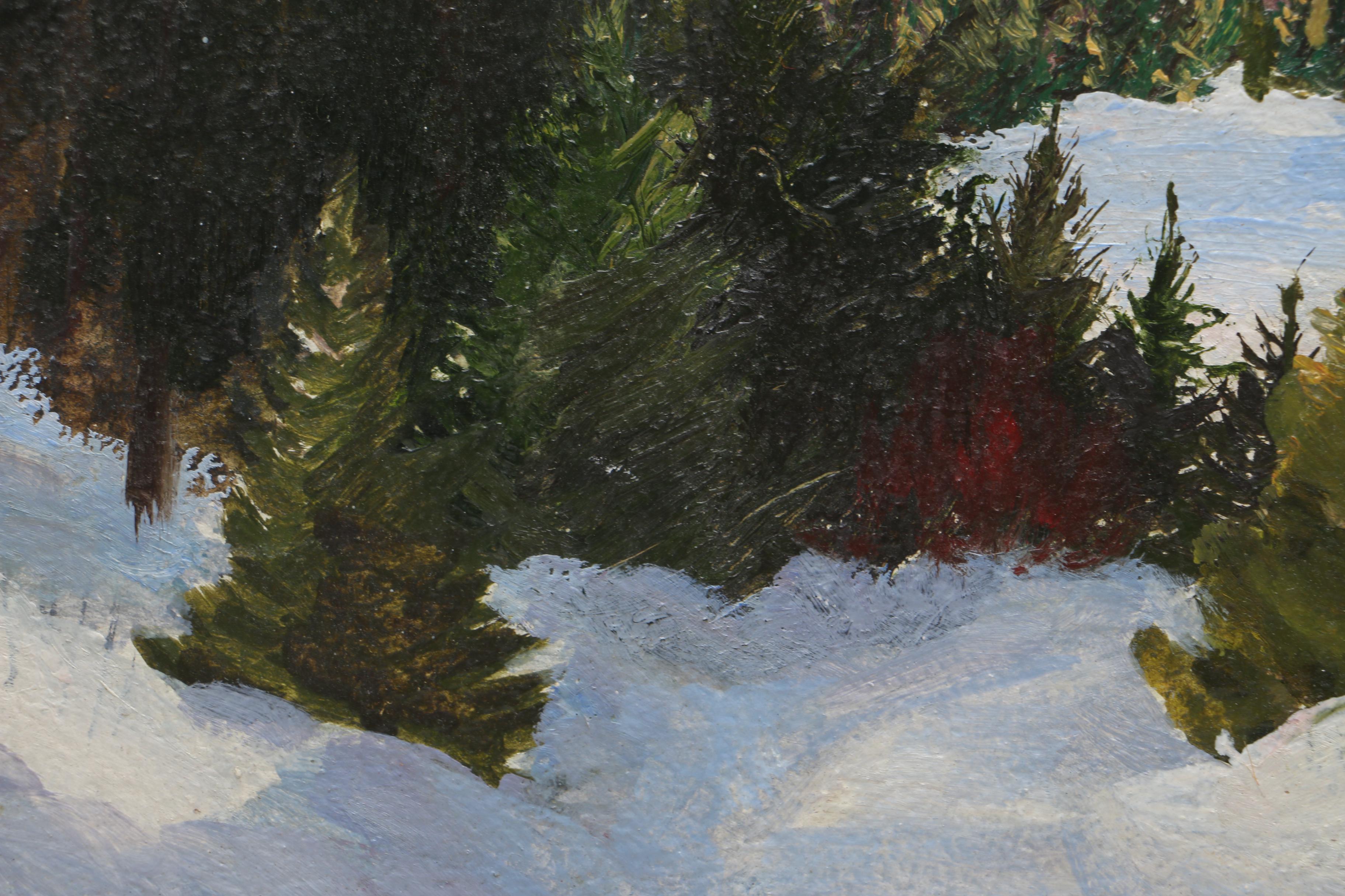 W. J. Richardson Oil Painting on Board of Winter Landscape