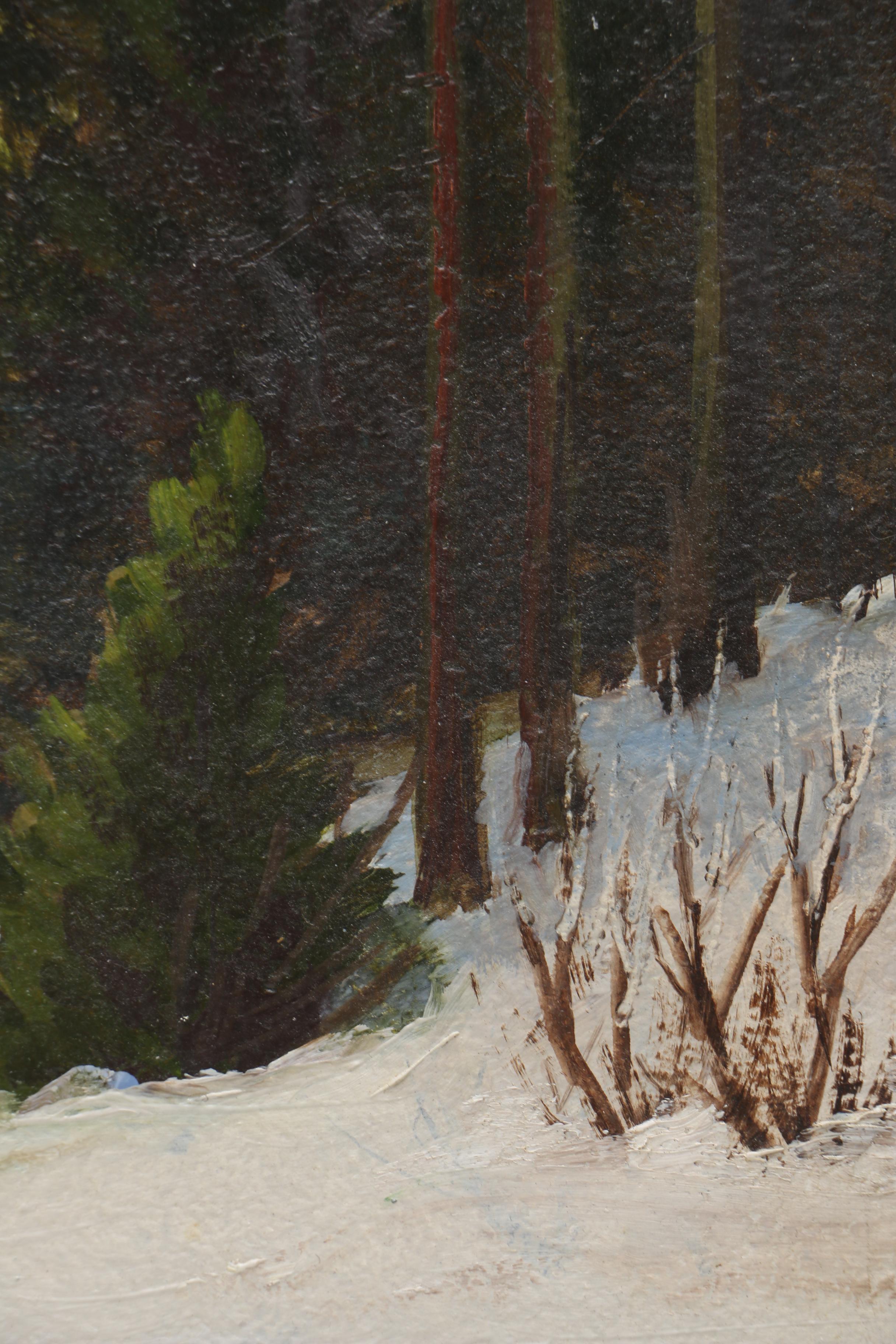 W. J. Richardson Oil Painting on Board of Winter Landscape