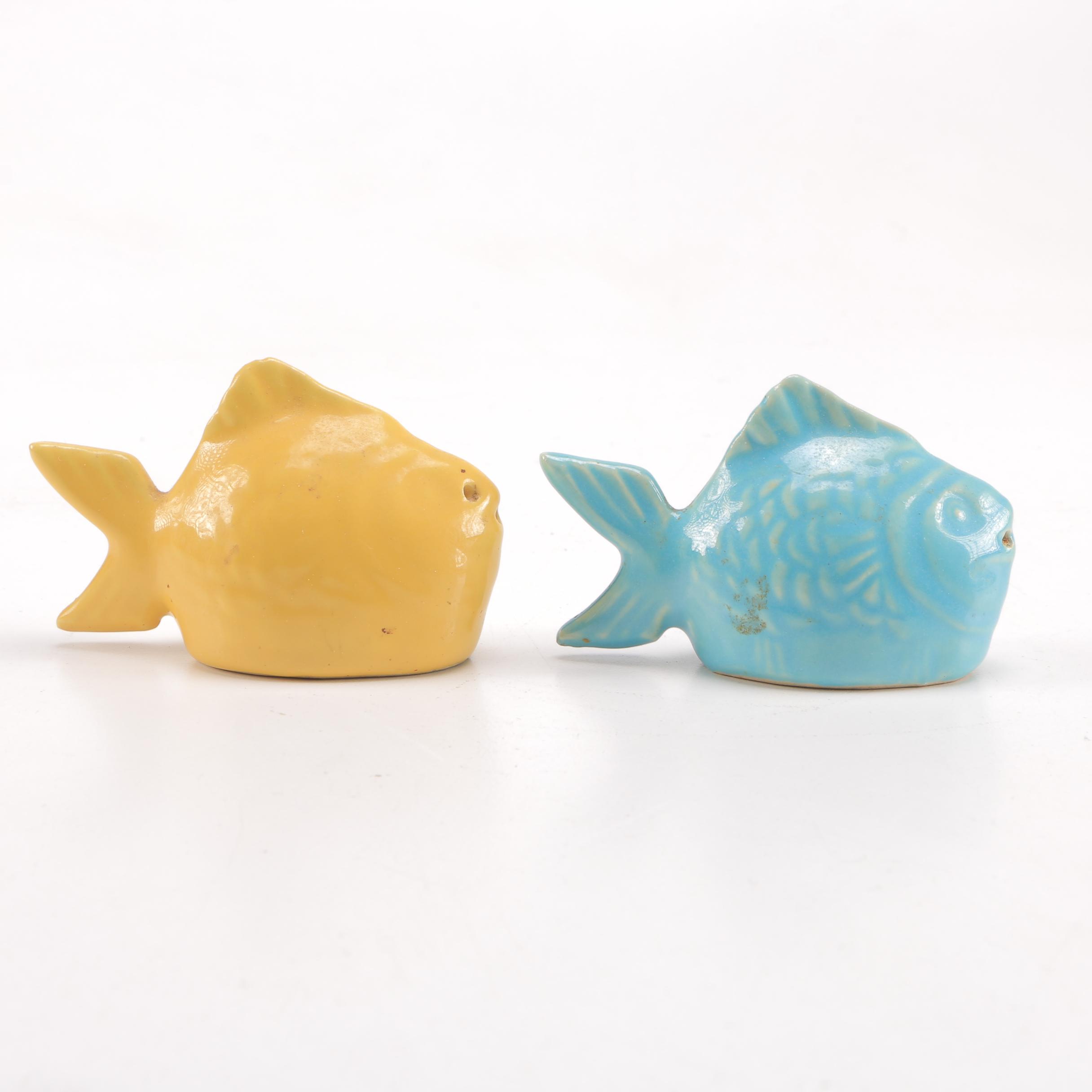 Set of Vintage Fish Shaped Salt Pepper Shakers