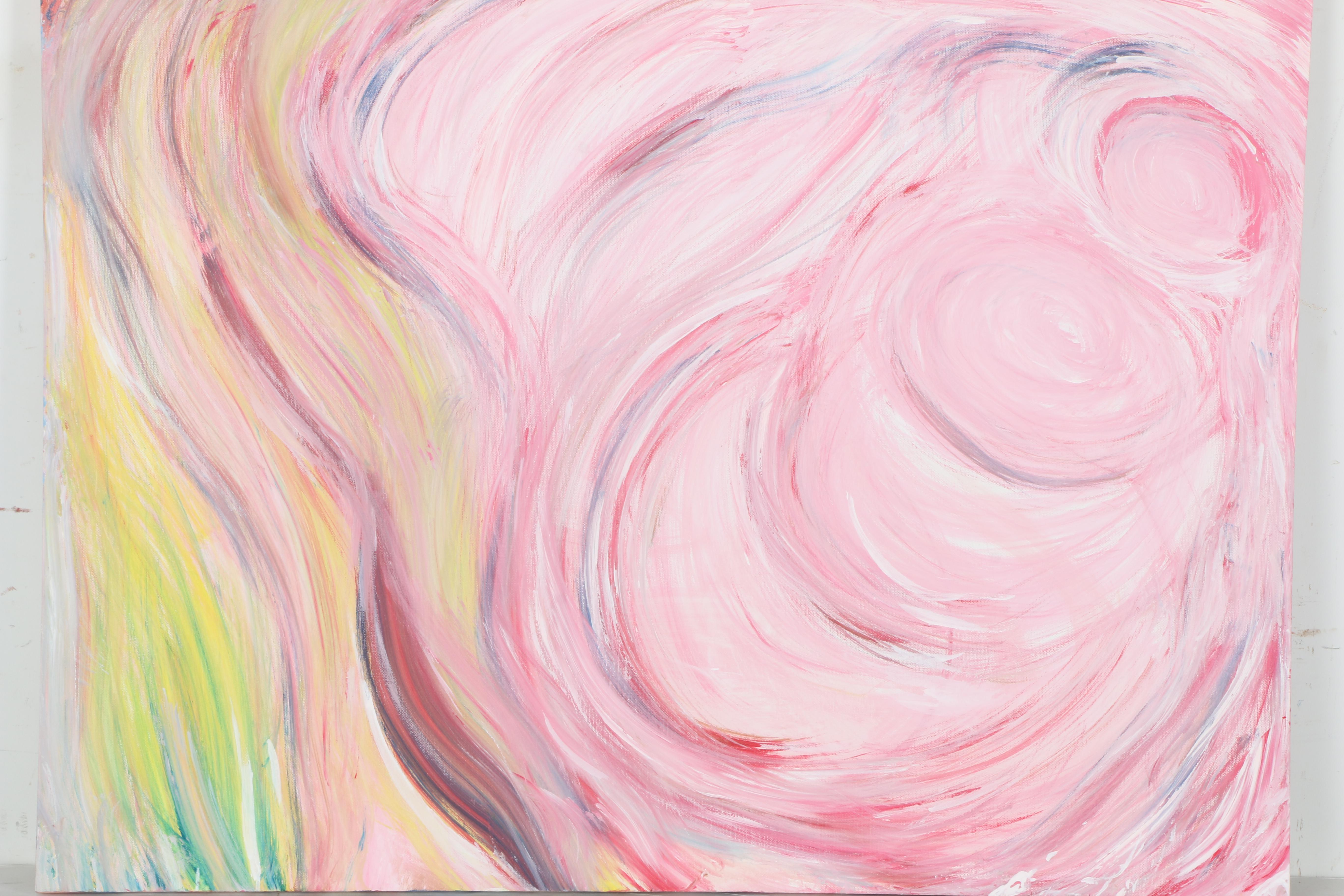 Pink Abstract Oil on Canvas Painting