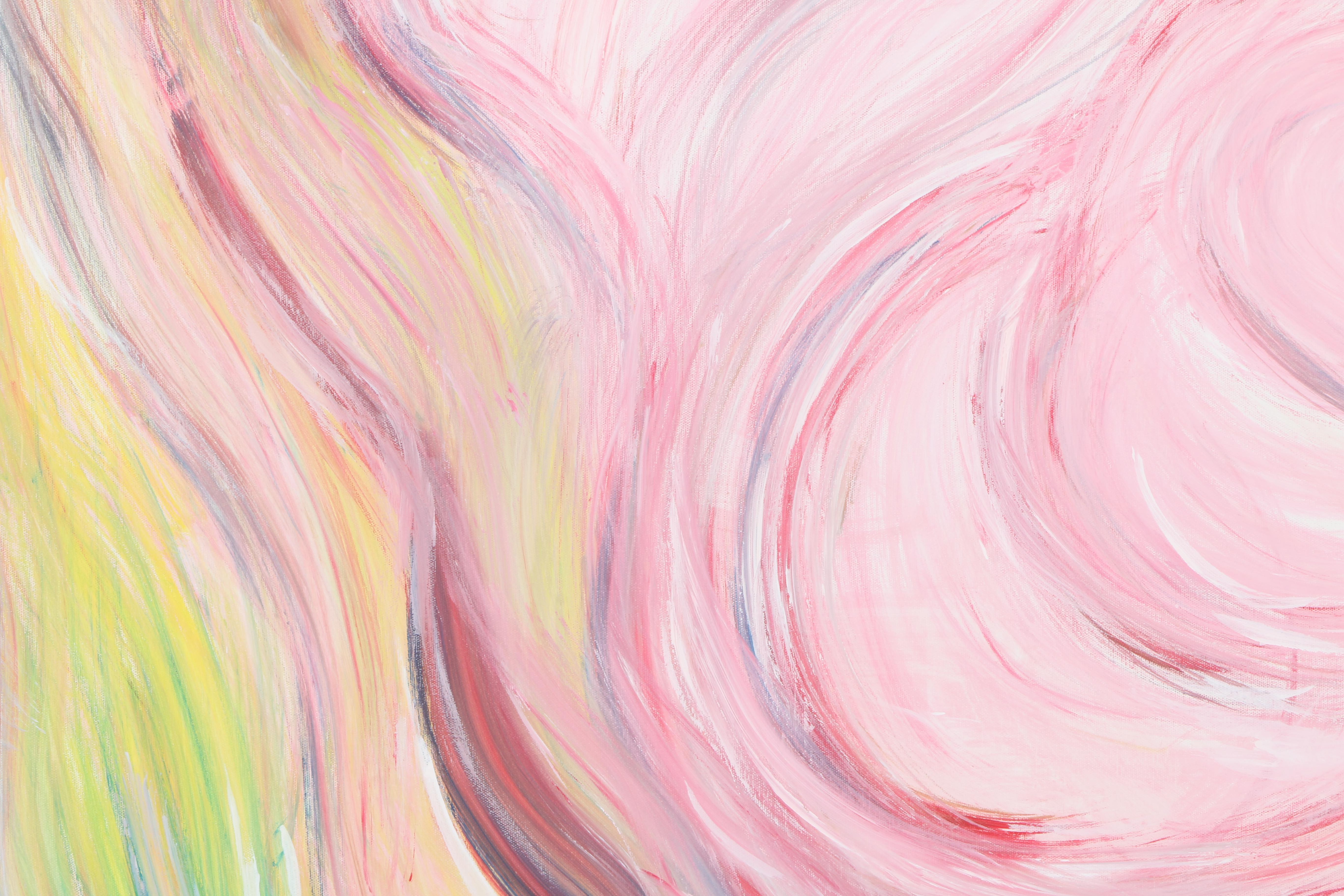 Pink Abstract Oil on Canvas Painting