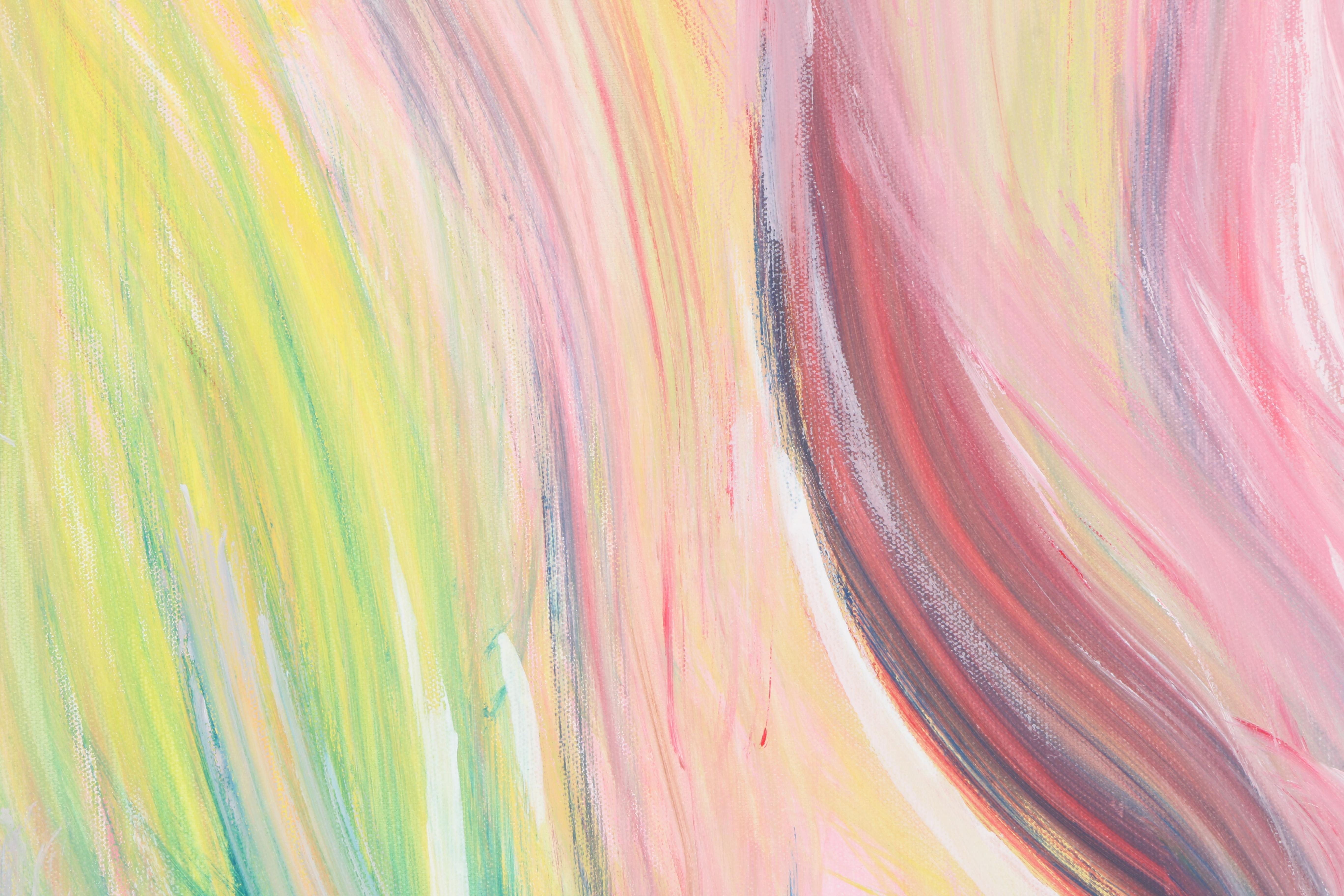 Pink Abstract Oil on Canvas Painting