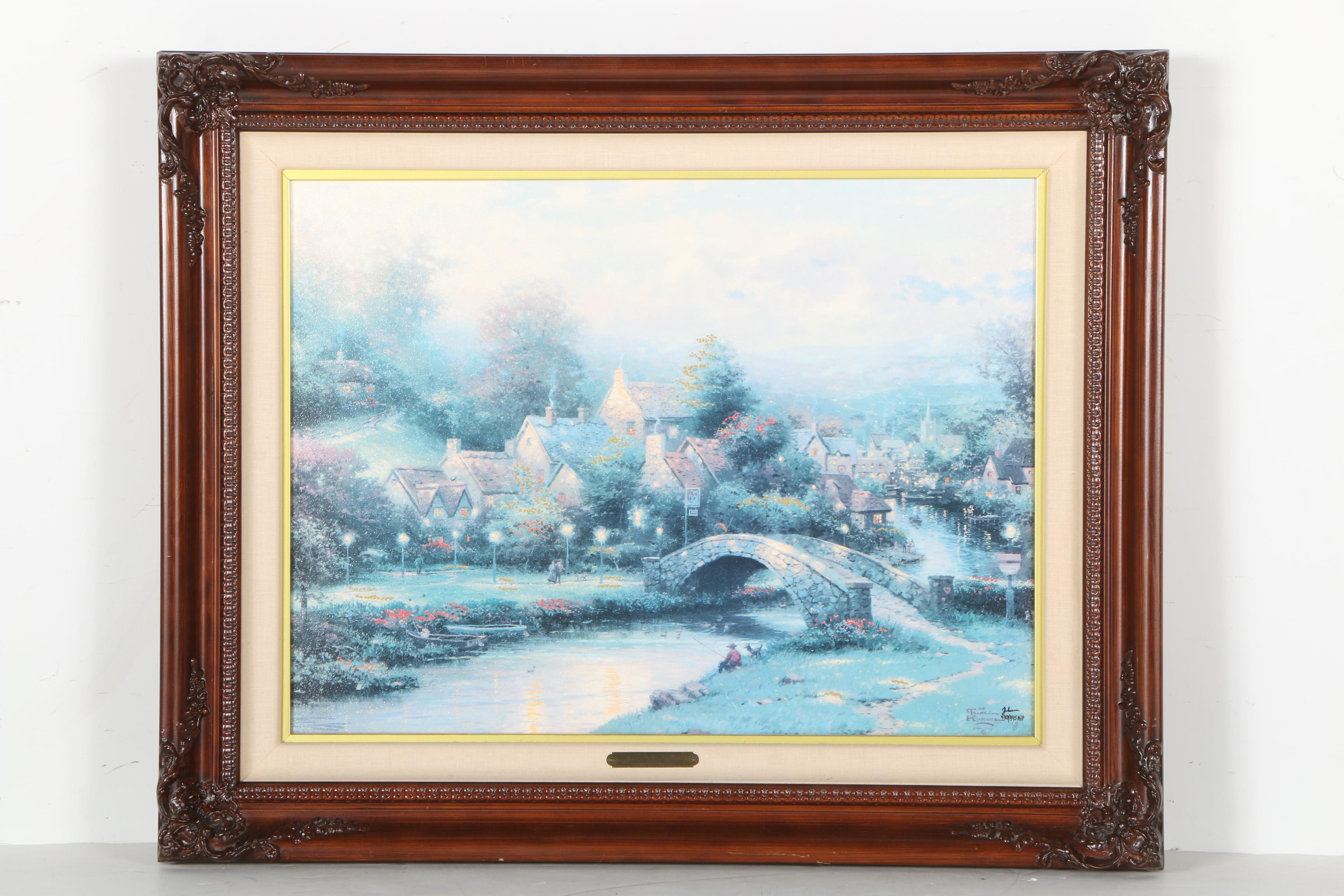 Thomas Kinkade Limited Edition Embellished Offset Lithograph "Lamplight Village"