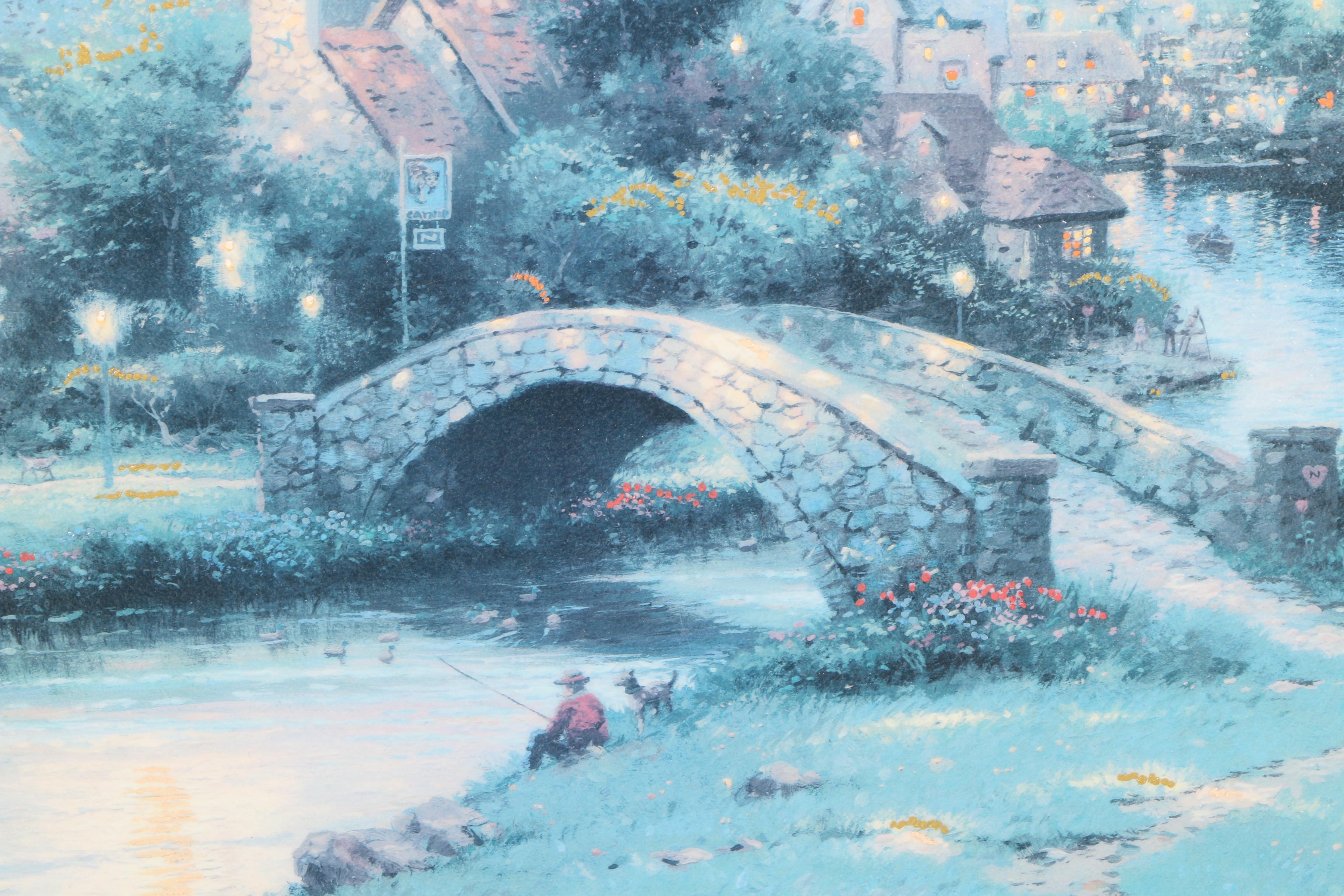 Thomas Kinkade Limited Edition Embellished Offset Lithograph "Lamplight Village"