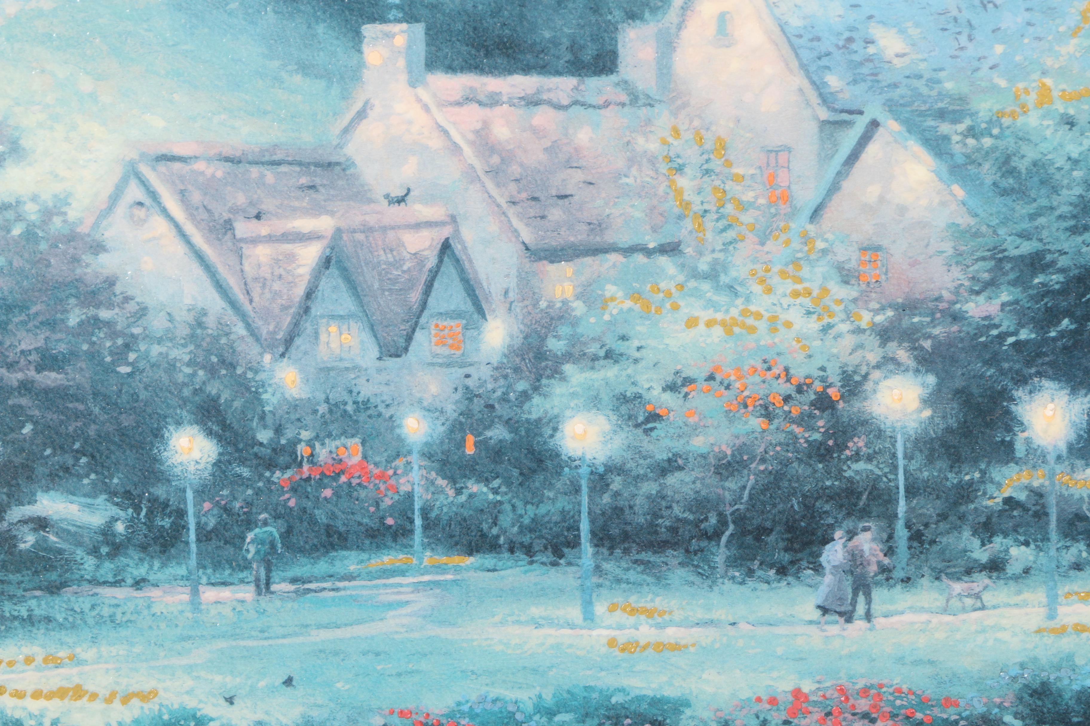 Thomas Kinkade Limited Edition Embellished Offset Lithograph "Lamplight Village"