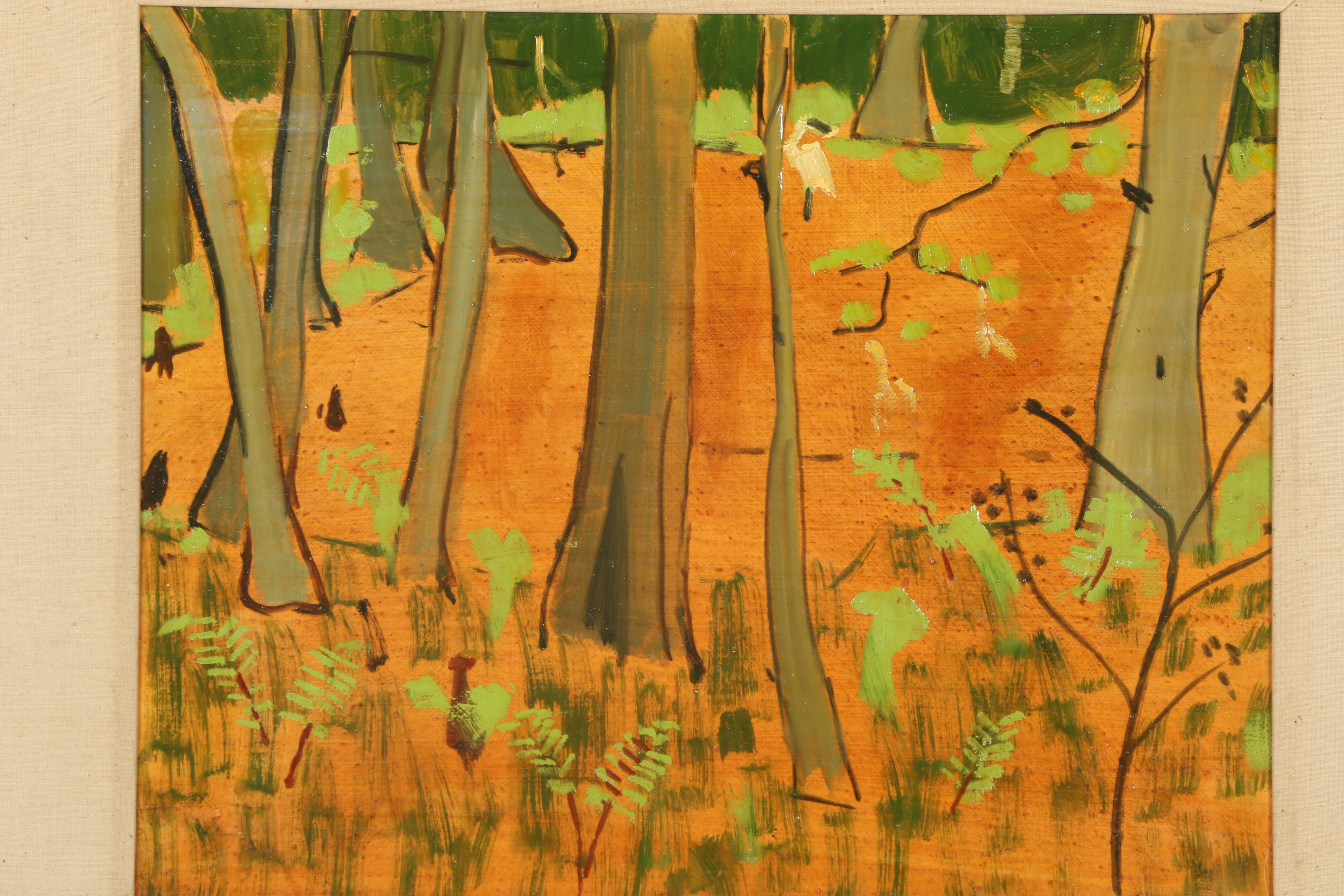 Lacquered Acrylic Painting on Board of Forest