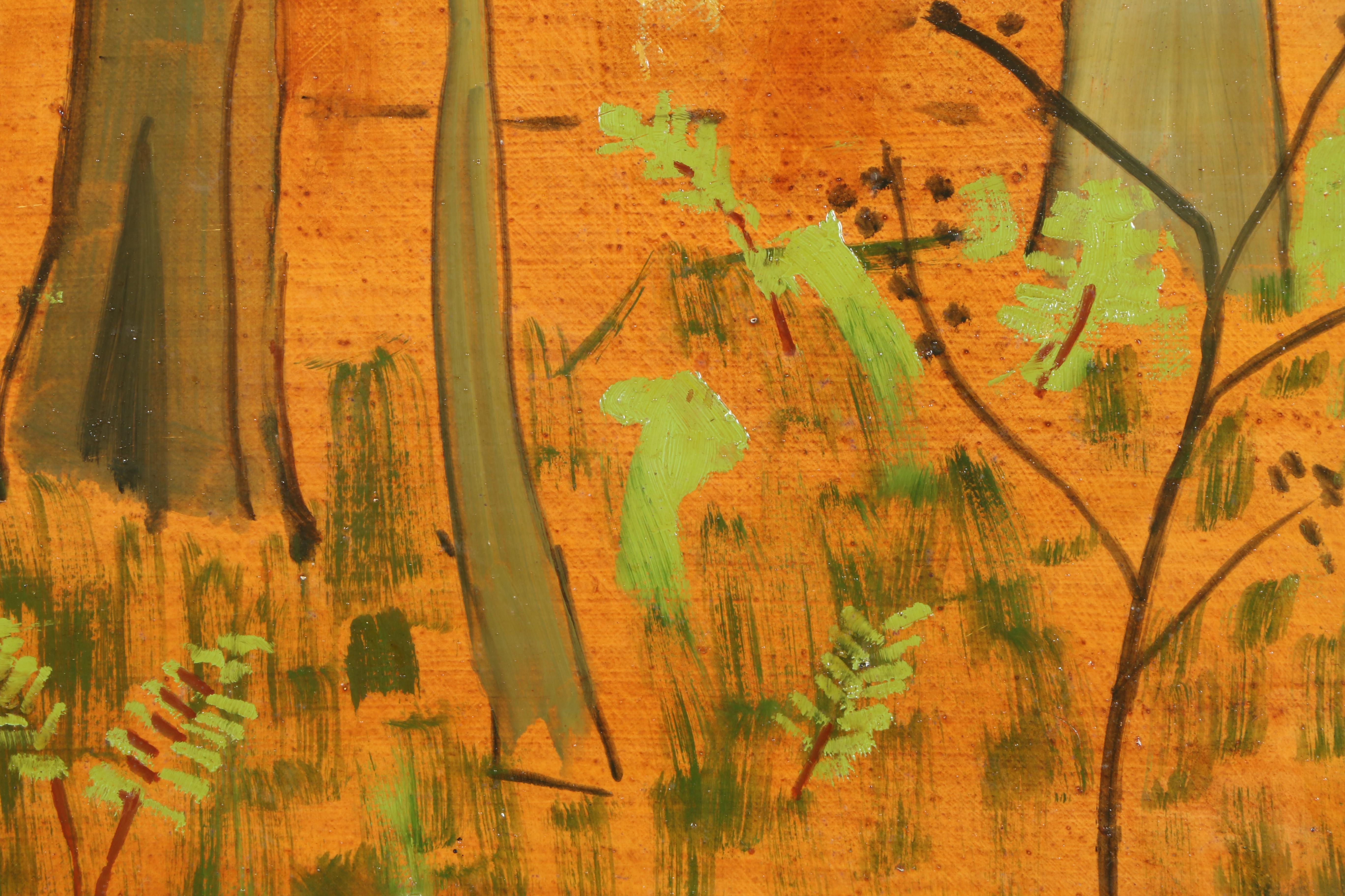 Lacquered Acrylic Painting on Board of Forest