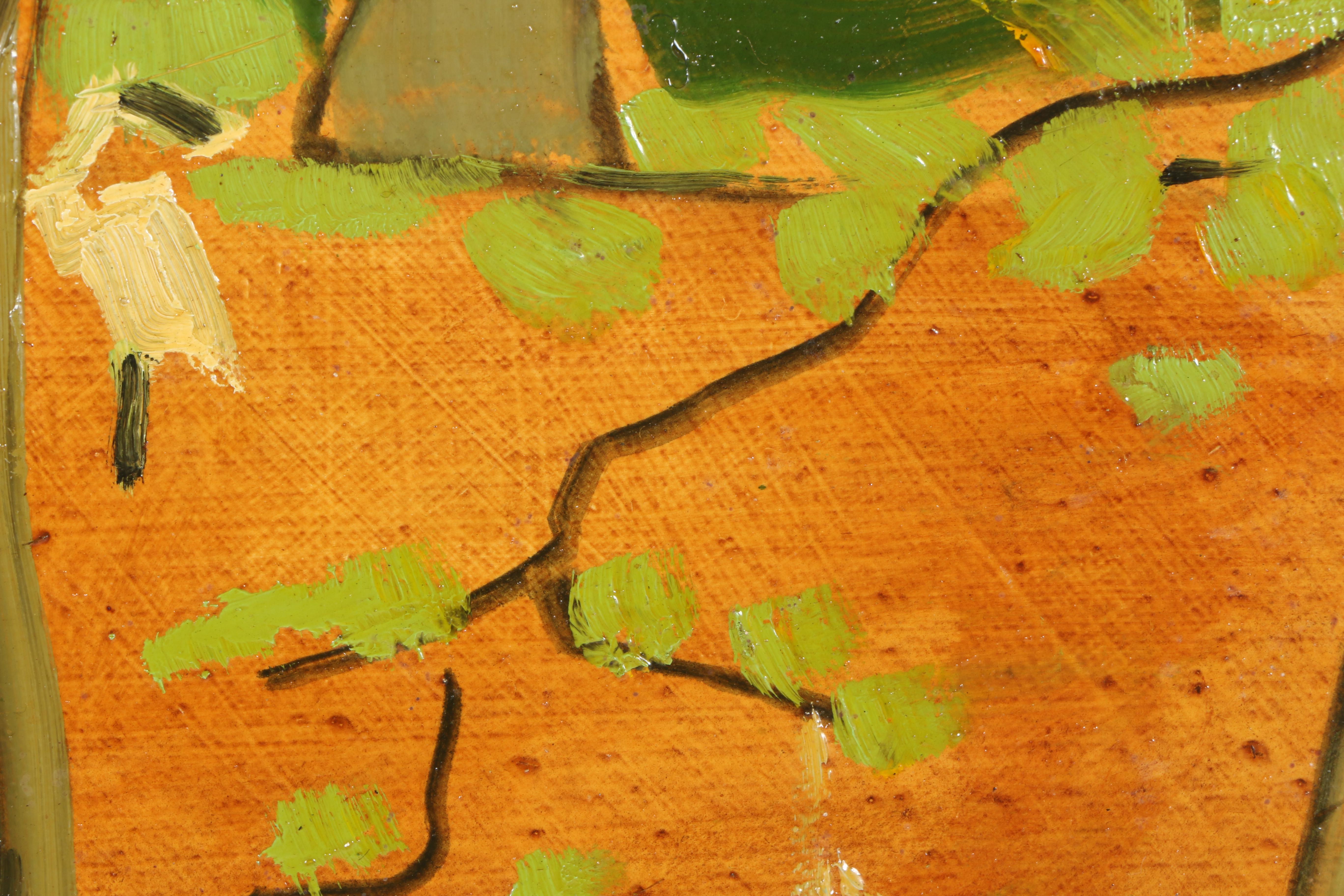 Lacquered Acrylic Painting on Board of Forest