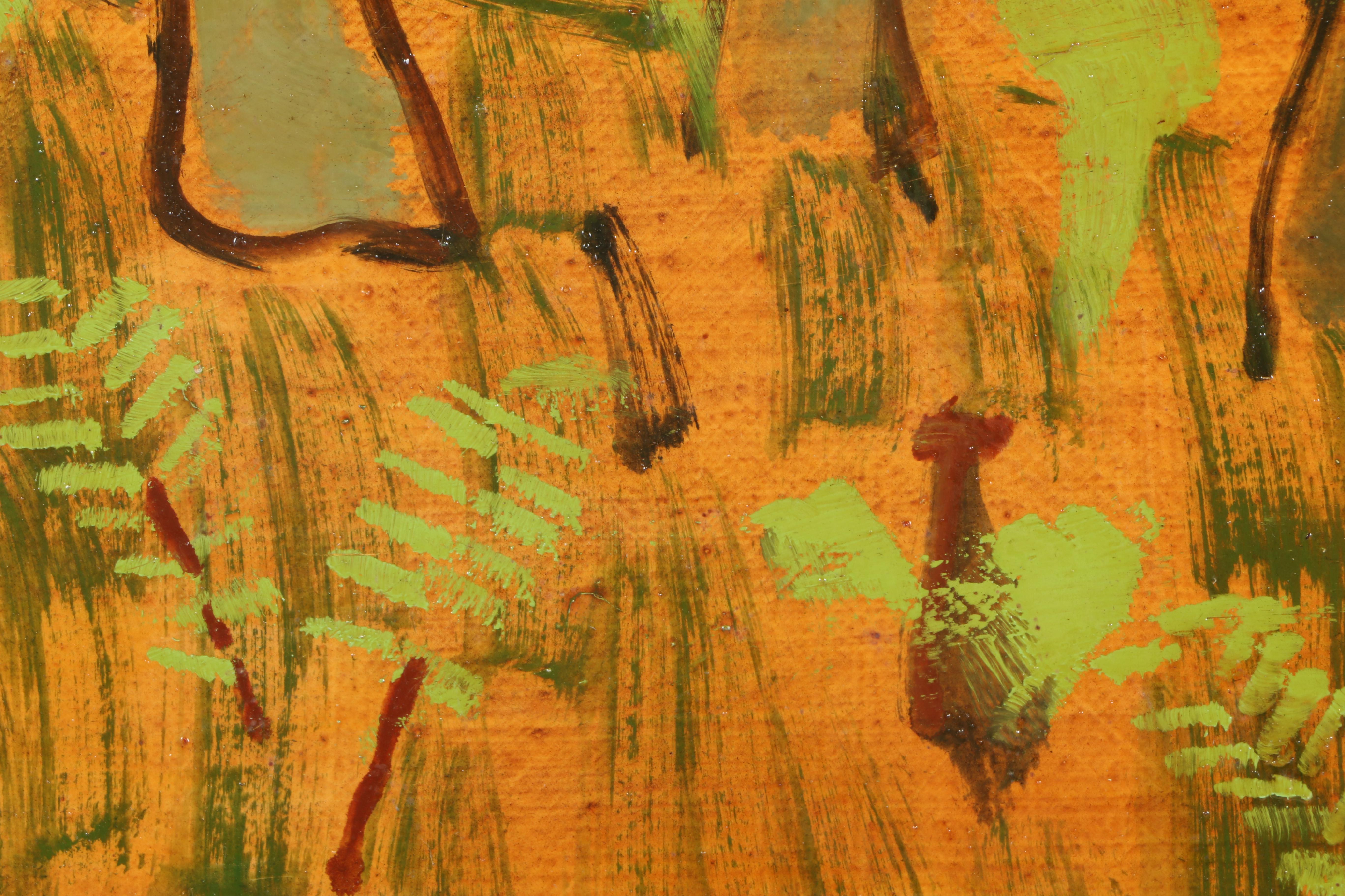 Lacquered Acrylic Painting on Board of Forest