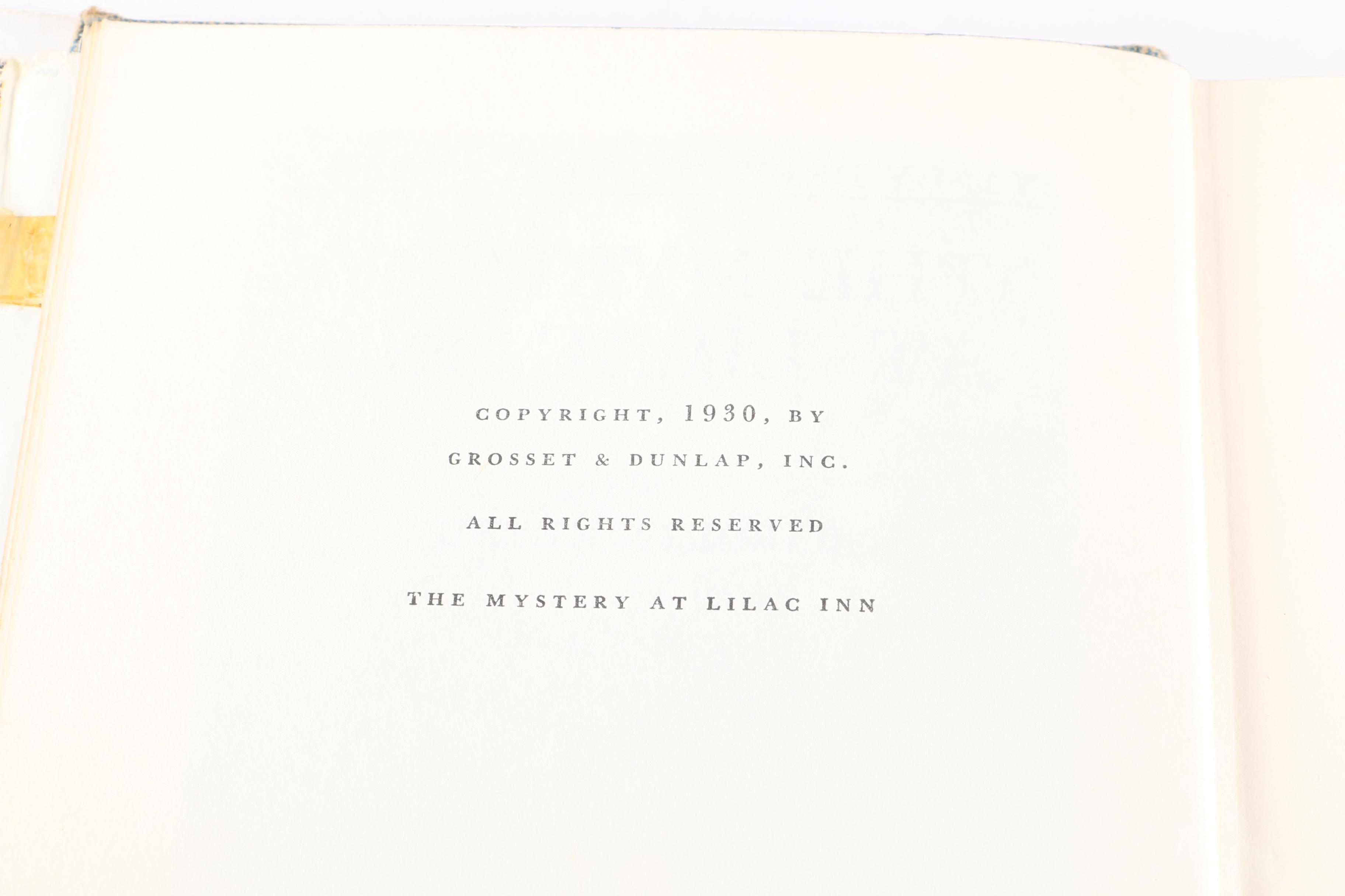 1960 Nancy Drew Novel "The Mystery at Lilac Inn"