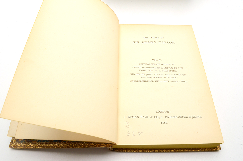 1877-1878 Complete Five-Volume Set of "Works of Sir Henry Taylor"