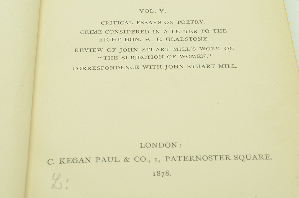 1877-1878 Complete Five-Volume Set of "Works of Sir Henry Taylor"