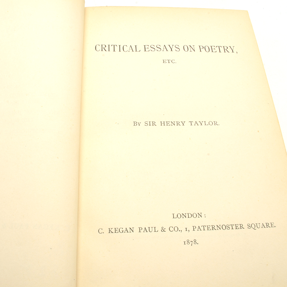 1877-1878 Complete Five-Volume Set of "Works of Sir Henry Taylor"