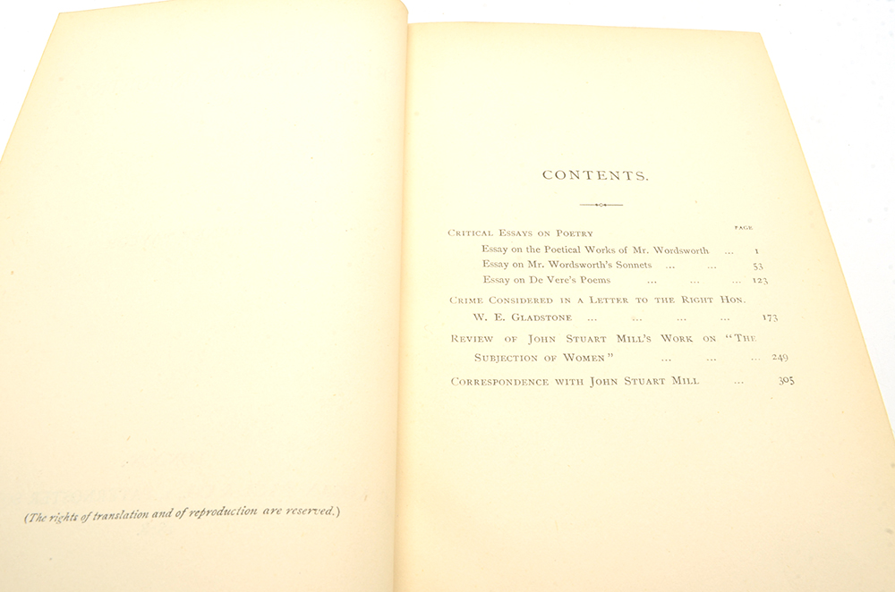 1877-1878 Complete Five-Volume Set of "Works of Sir Henry Taylor"