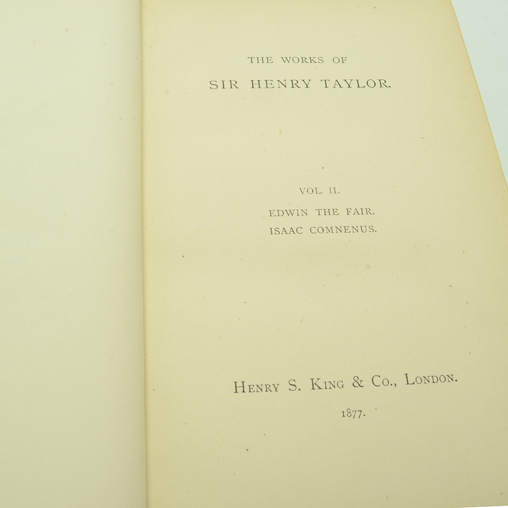 1877-1878 Complete Five-Volume Set of "Works of Sir Henry Taylor"