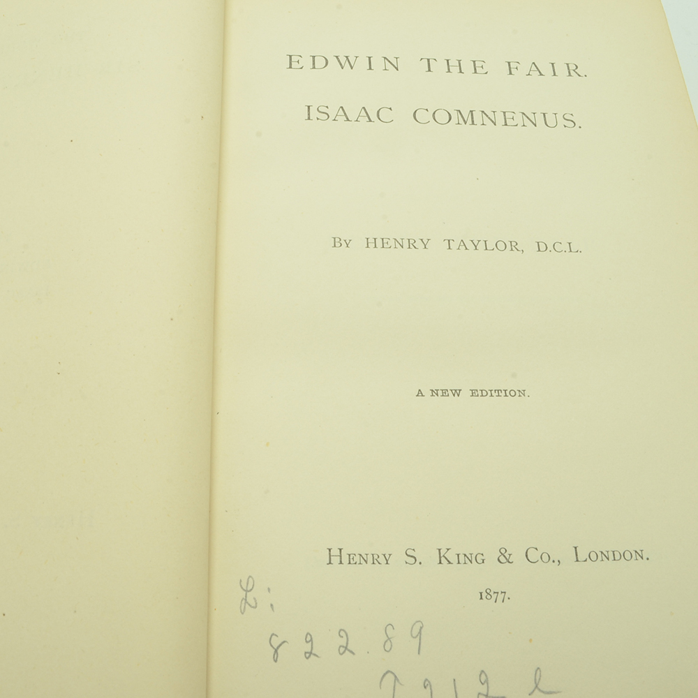 1877-1878 Complete Five-Volume Set of "Works of Sir Henry Taylor"