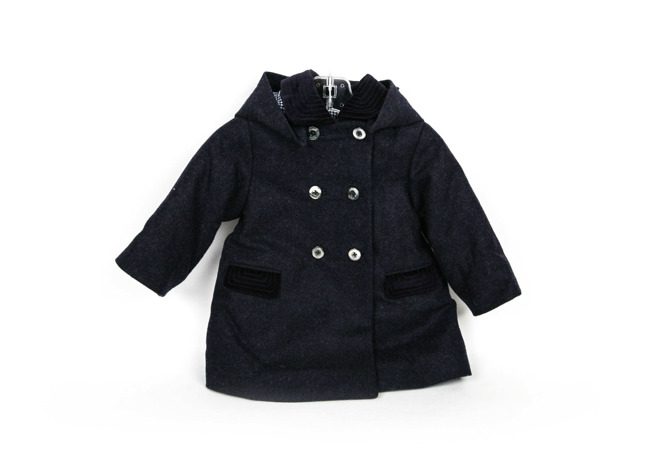 Jacadi Child's Wool Blend Coat in Navy Blue 12M