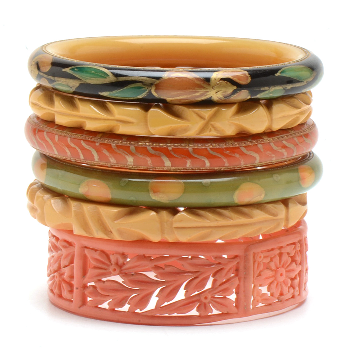 Collection of Vintage Resin Fashion Bangle Bracelets