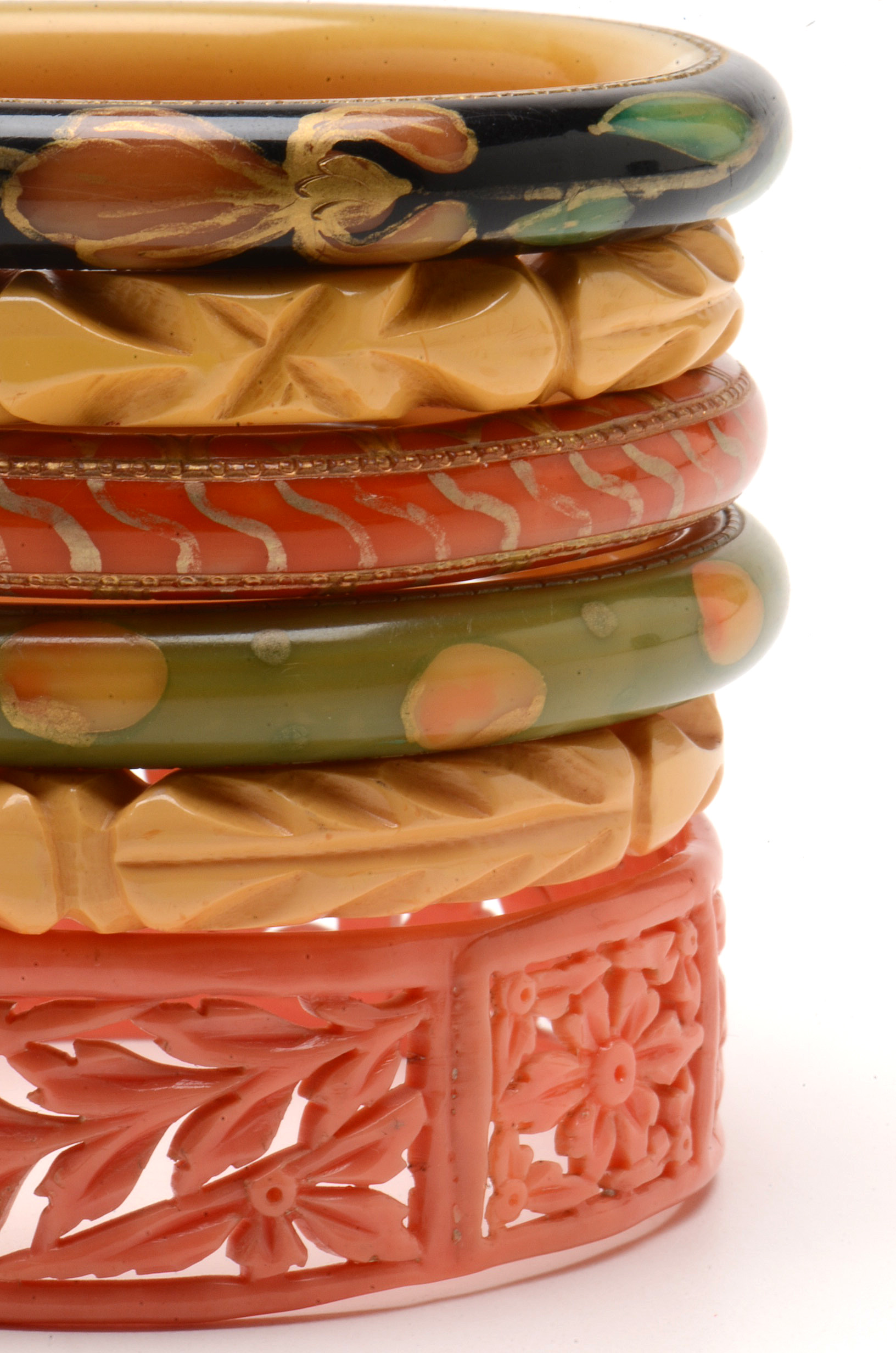 Collection of Vintage Resin Fashion Bangle Bracelets