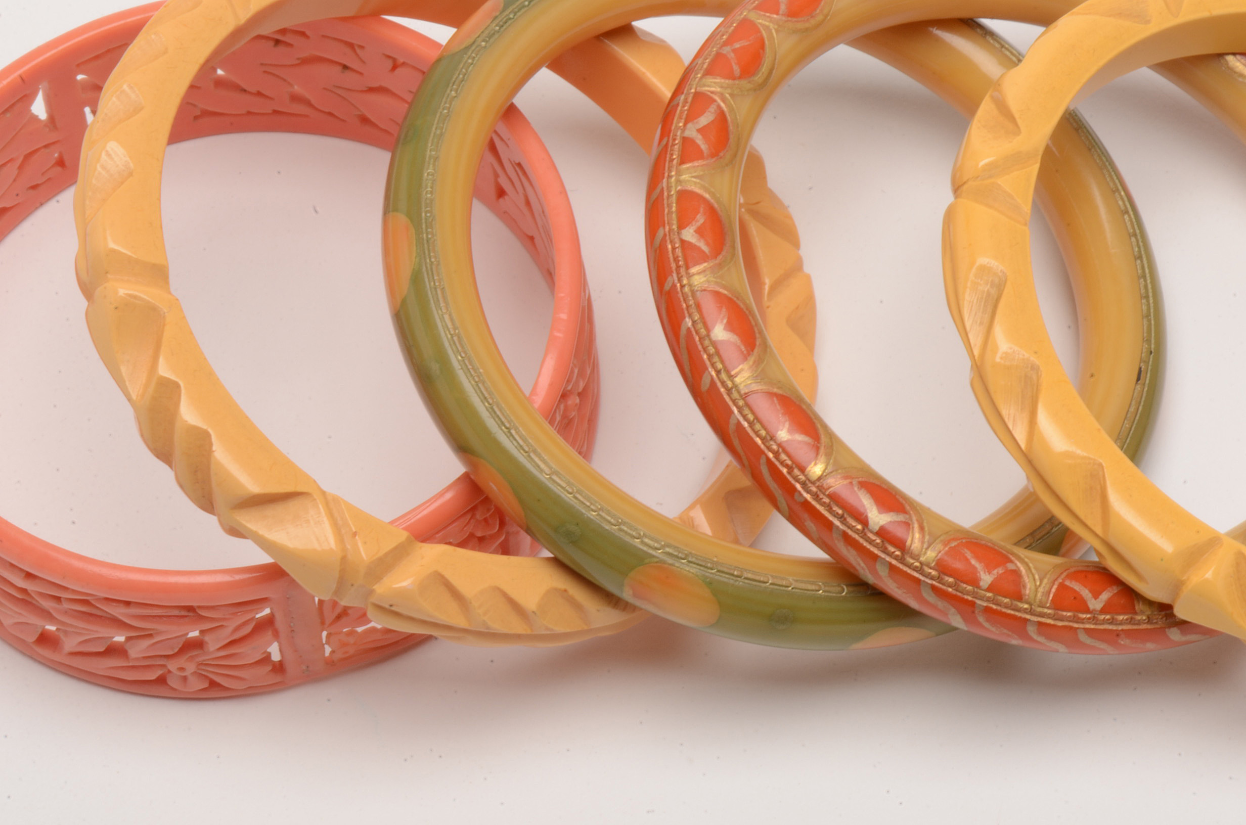 Collection of Vintage Resin Fashion Bangle Bracelets