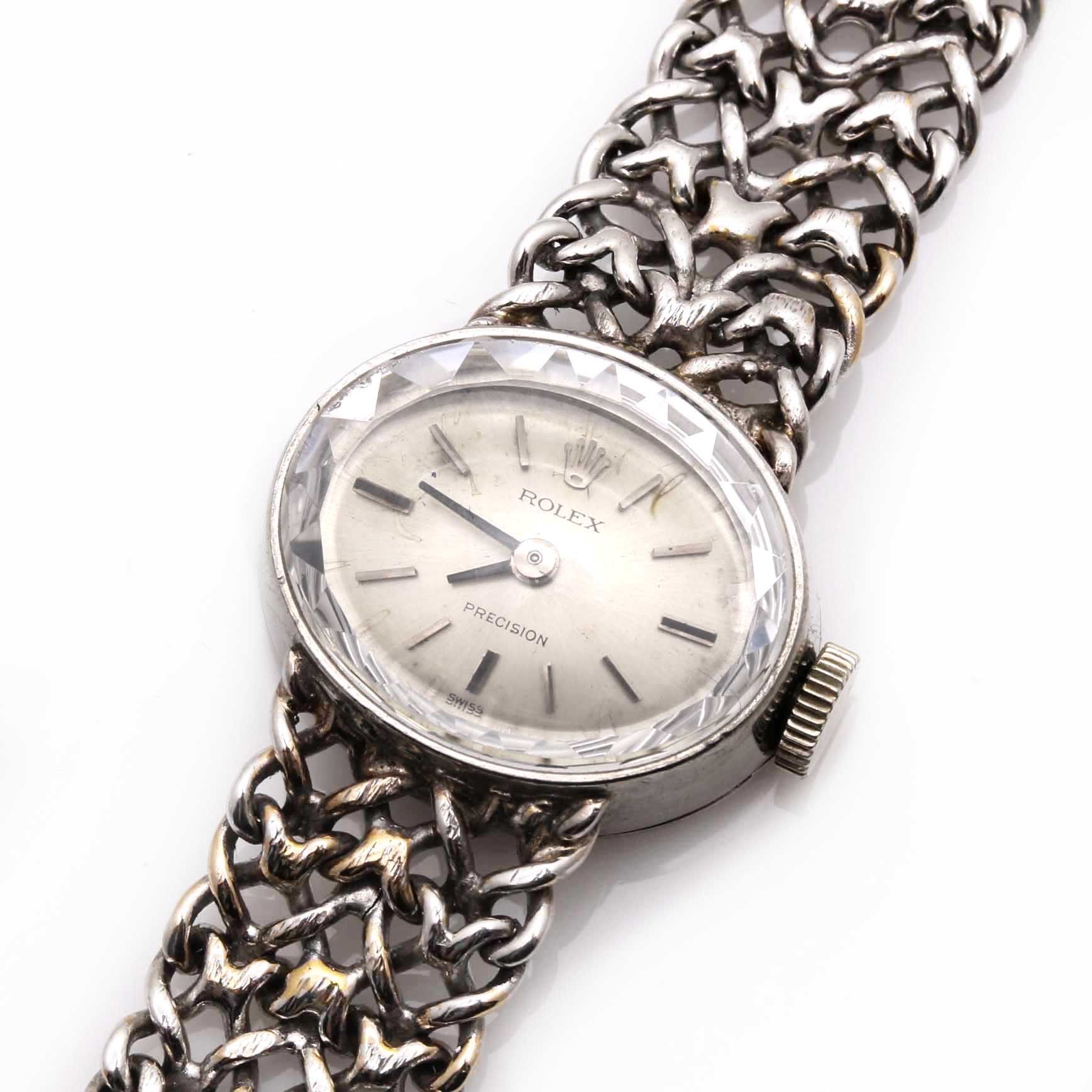 18K White Gold Rolex Precision Watch