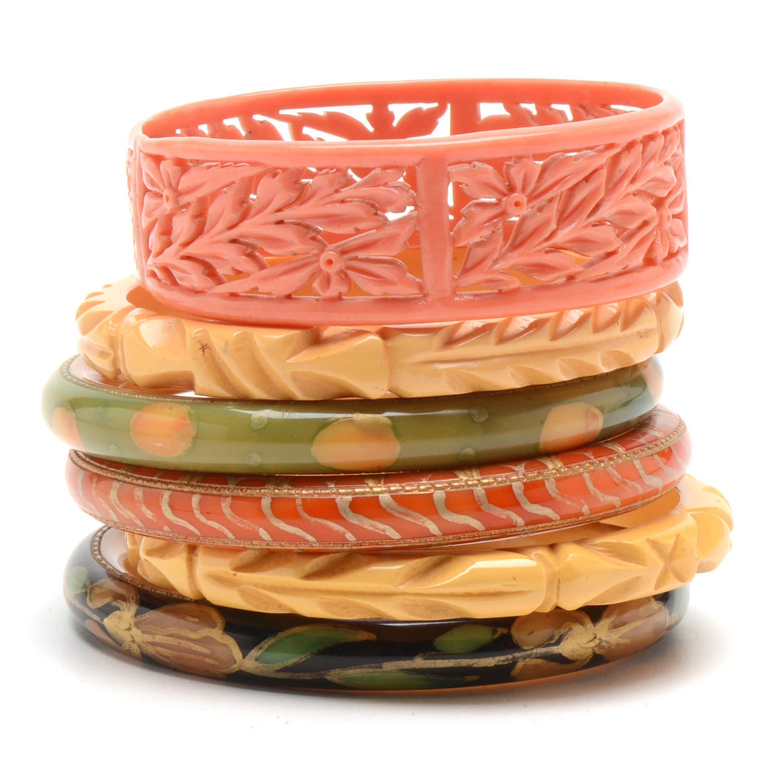 Collection of Vintage Resin Fashion Bangle Bracelets