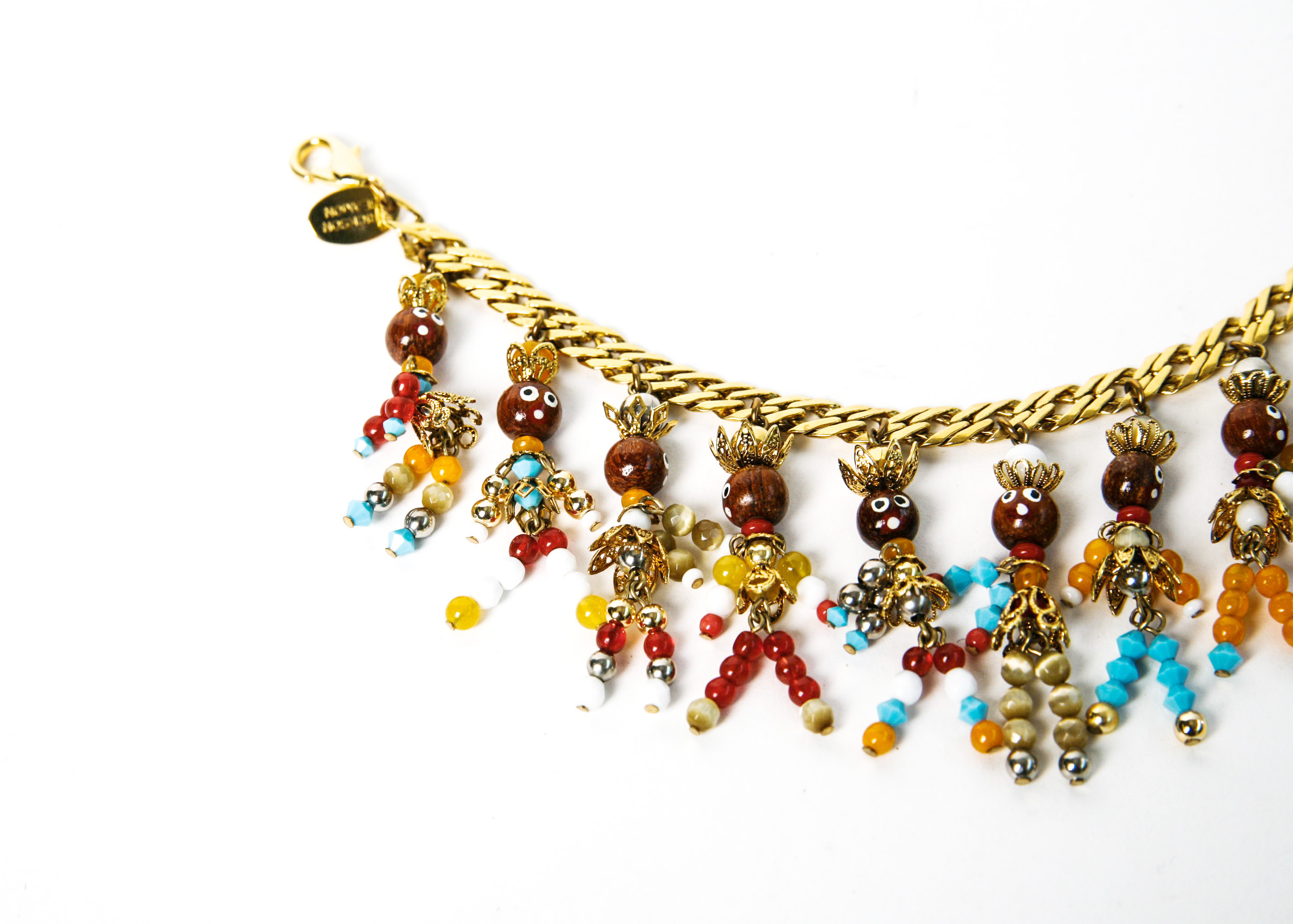 Whimsical Beaded and Chain Bracelet by Tory Burch and Erickson Beamon