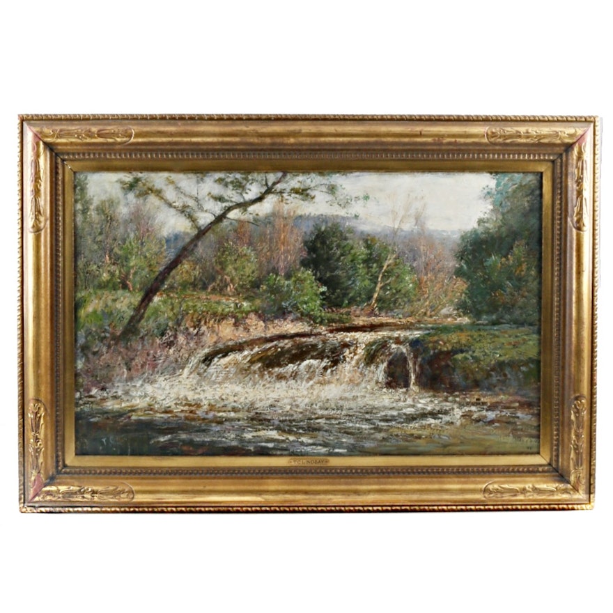 T.C. Lindsey Oil On Canvas "Waterfall"