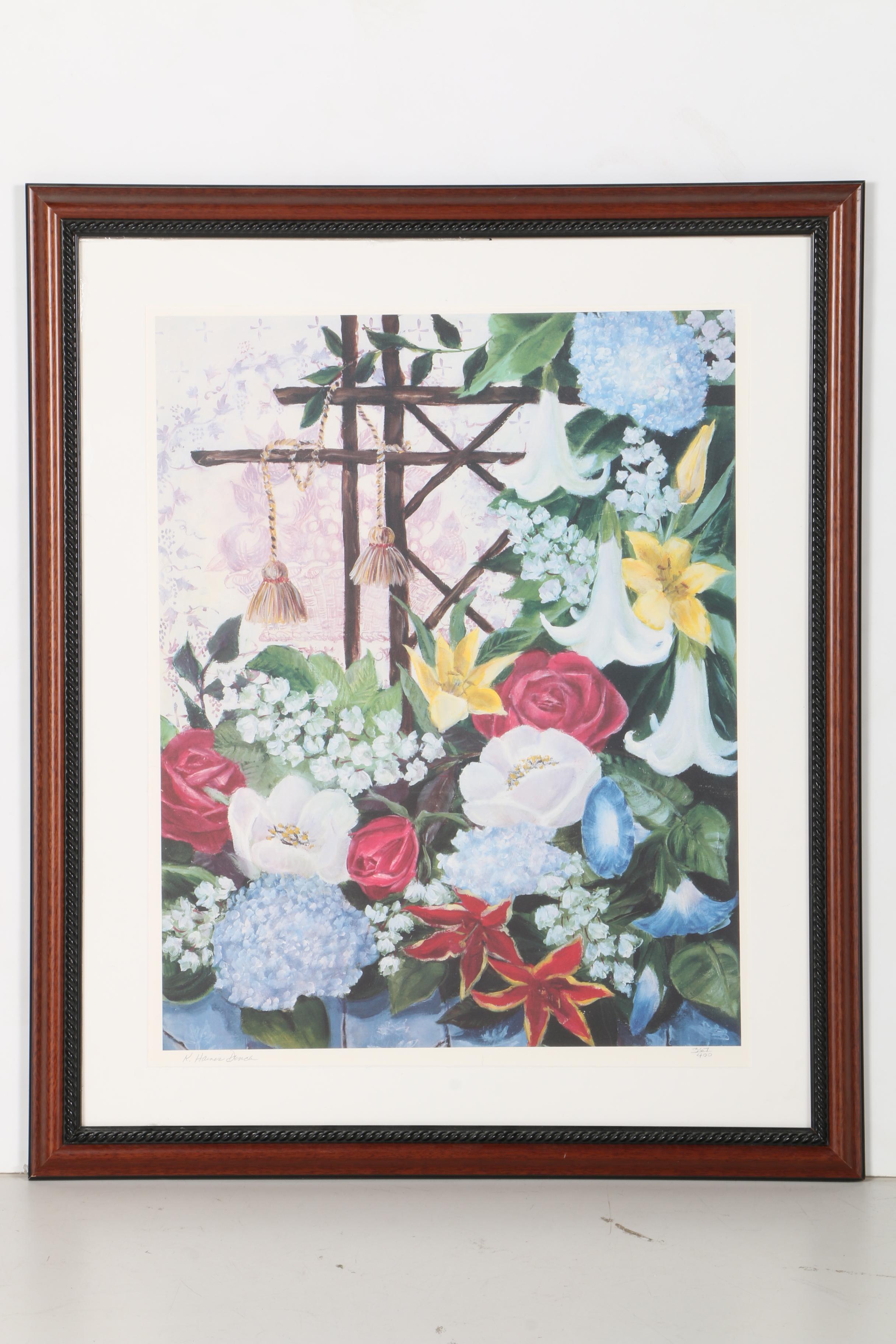 Kathy Dench Limited Edition Lithograph "Trumpet Vines II"