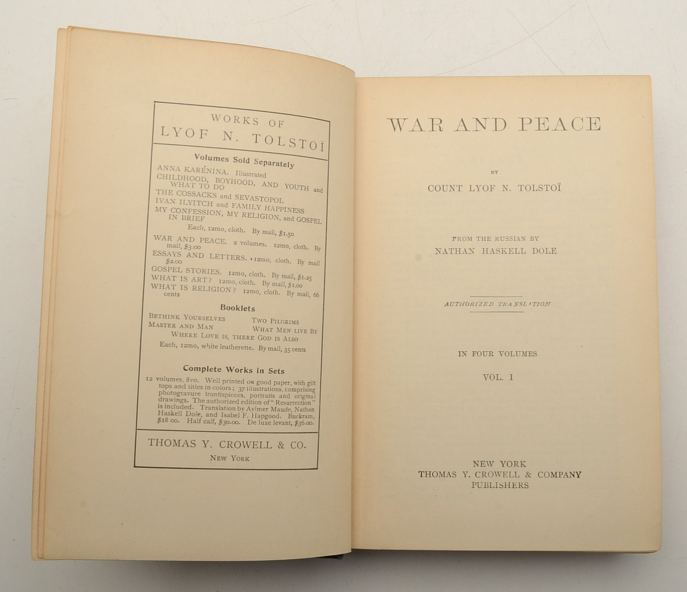 "War and Peace" Volumes 1 and 3 of Early English Translation