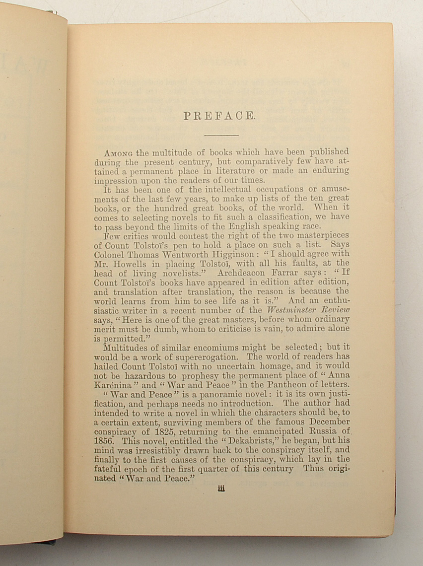 "War and Peace" Volumes 1 and 3 of Early English Translation