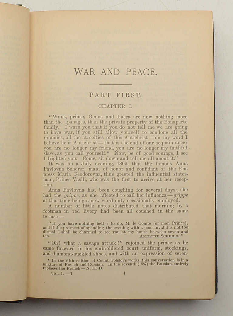 "War and Peace" Volumes 1 and 3 of Early English Translation