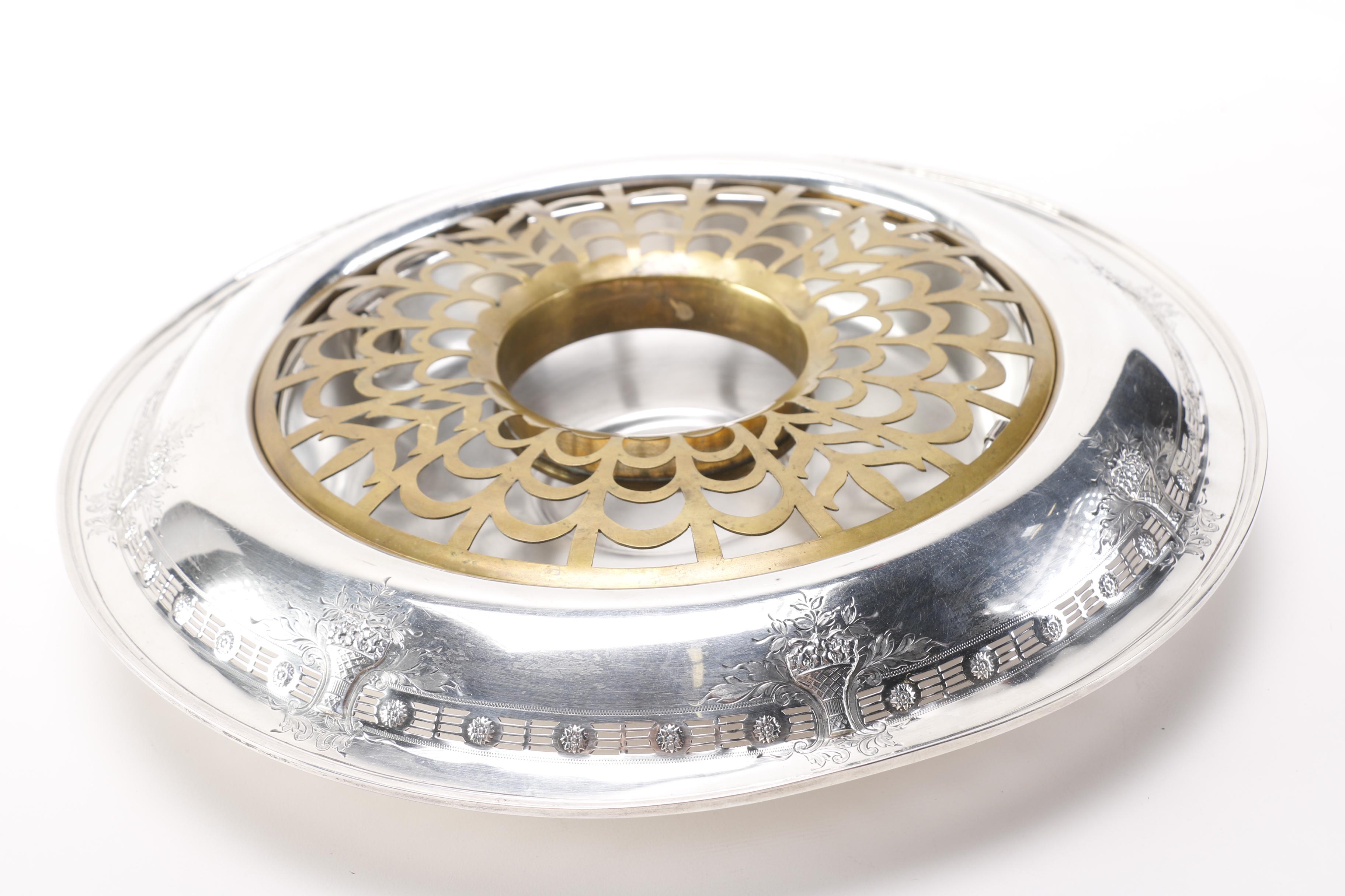 Cowell & Hubbard Co. Sterling Silver Centerpiece Bowl With Brass Insert