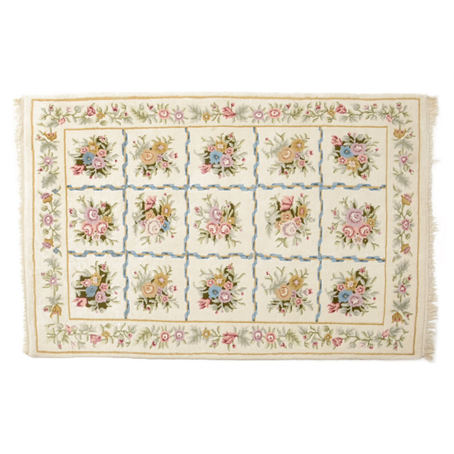 White Floral Area Rug