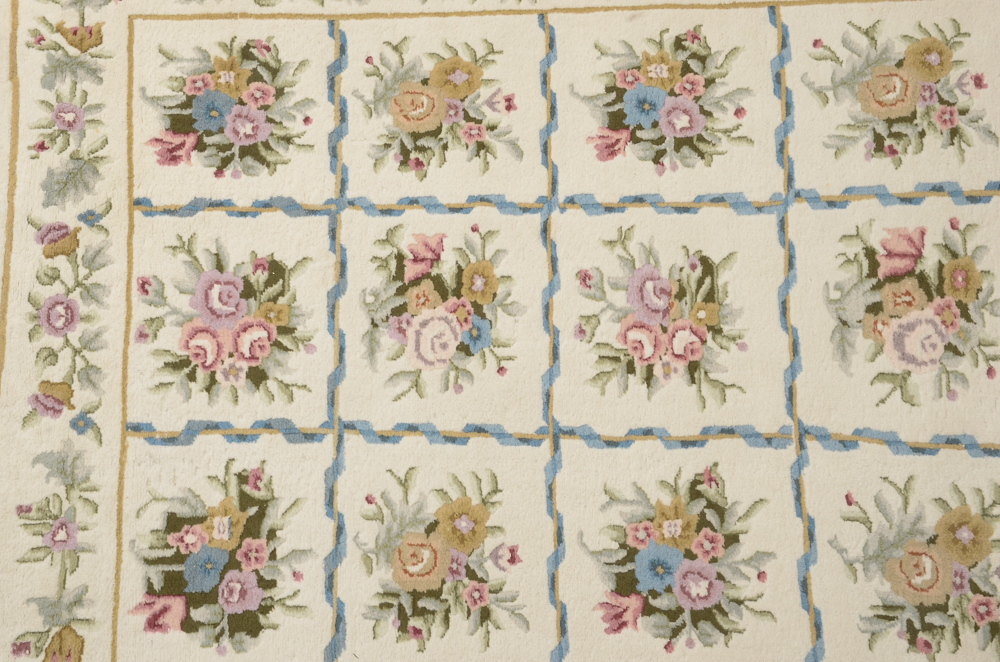 White Floral Area Rug